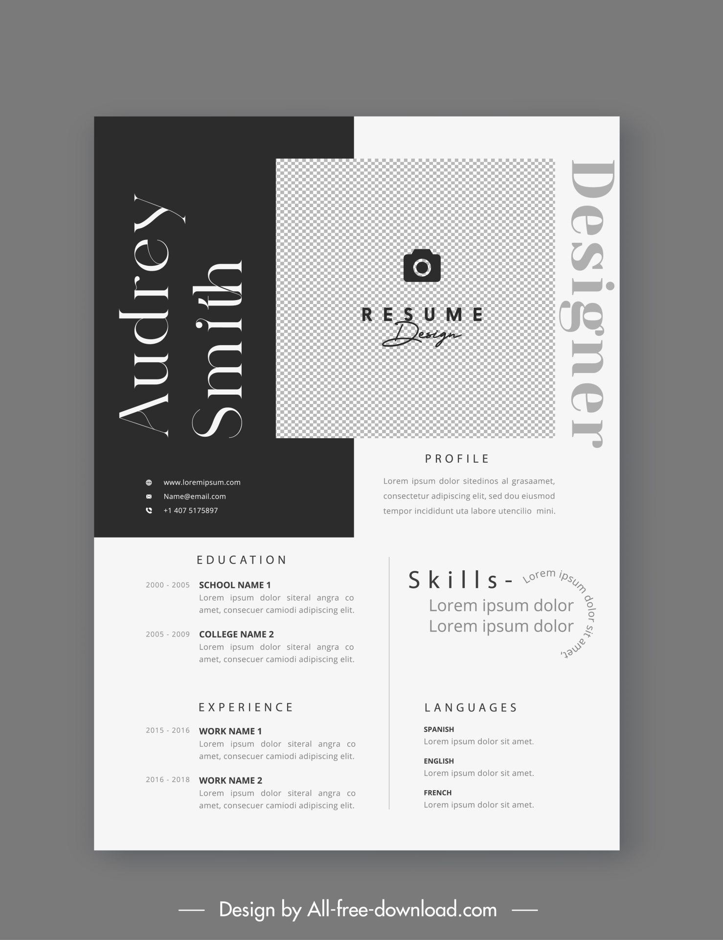 minimalist cv template elegant contrast