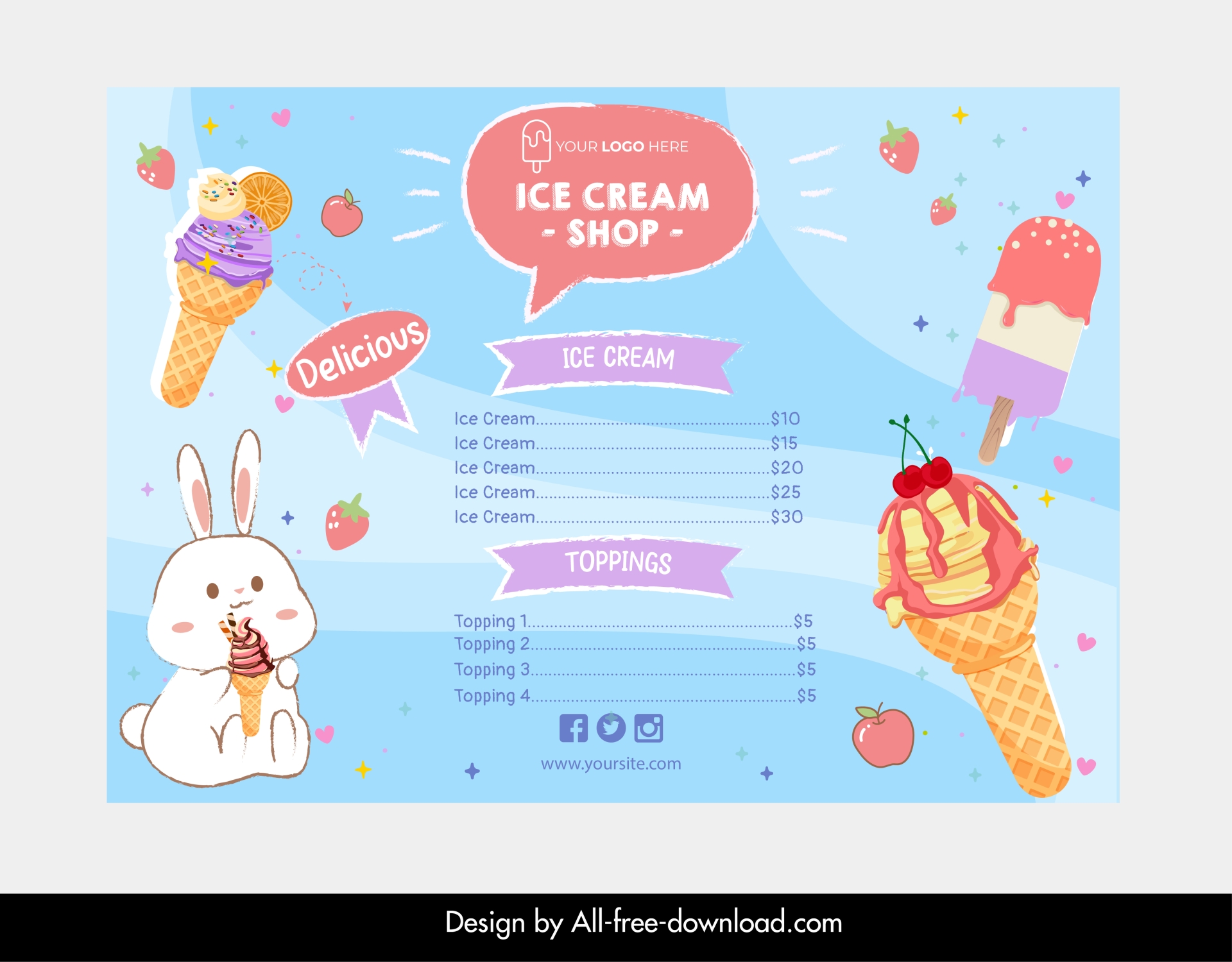   ice cream menu template cute bright design 