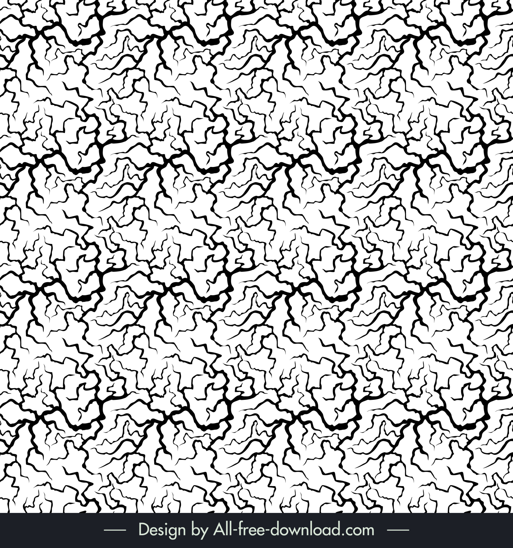 tree roots seamless pattern template flat black white abstract design 