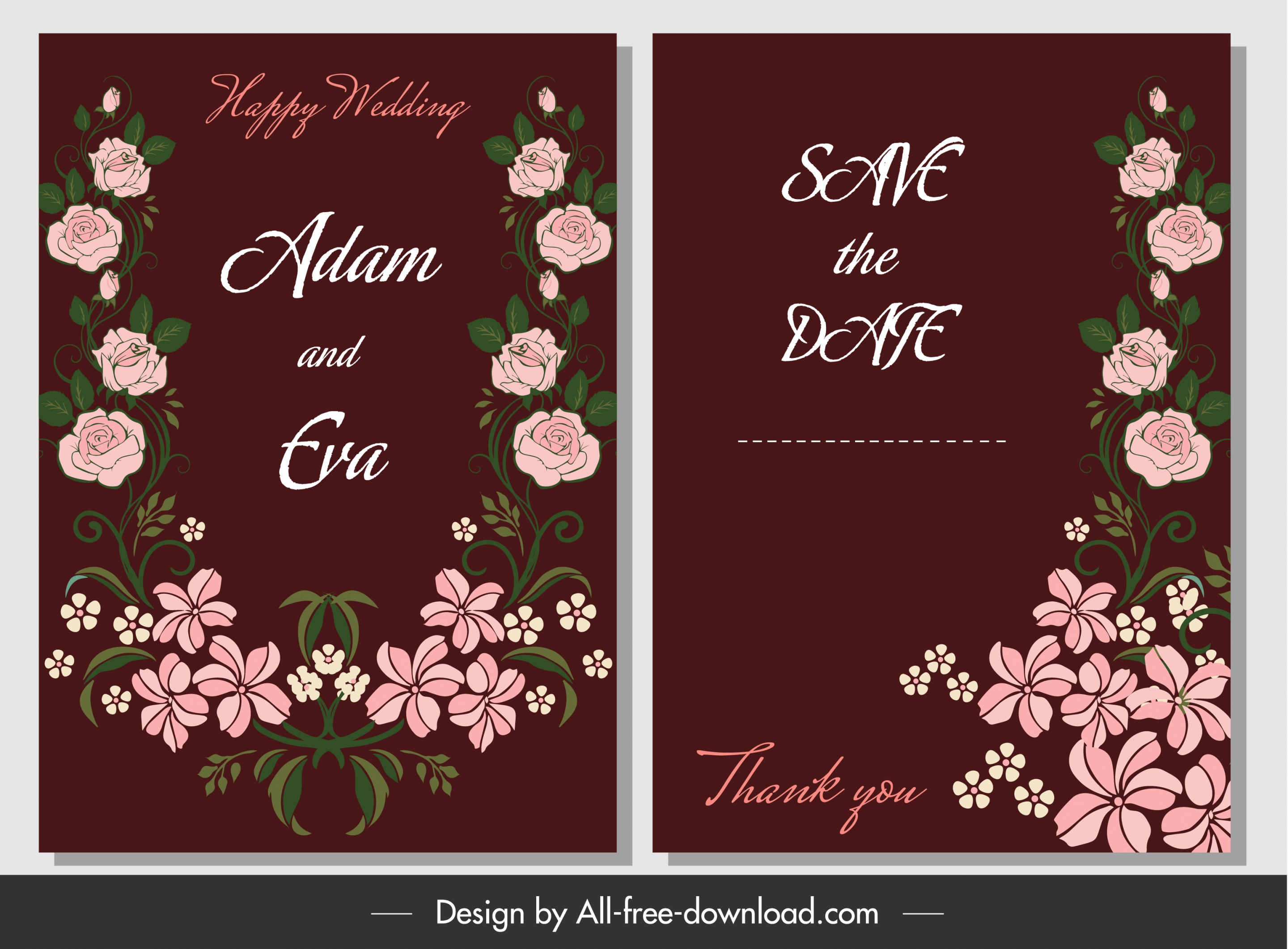 wedding card template elegant classical floral decor