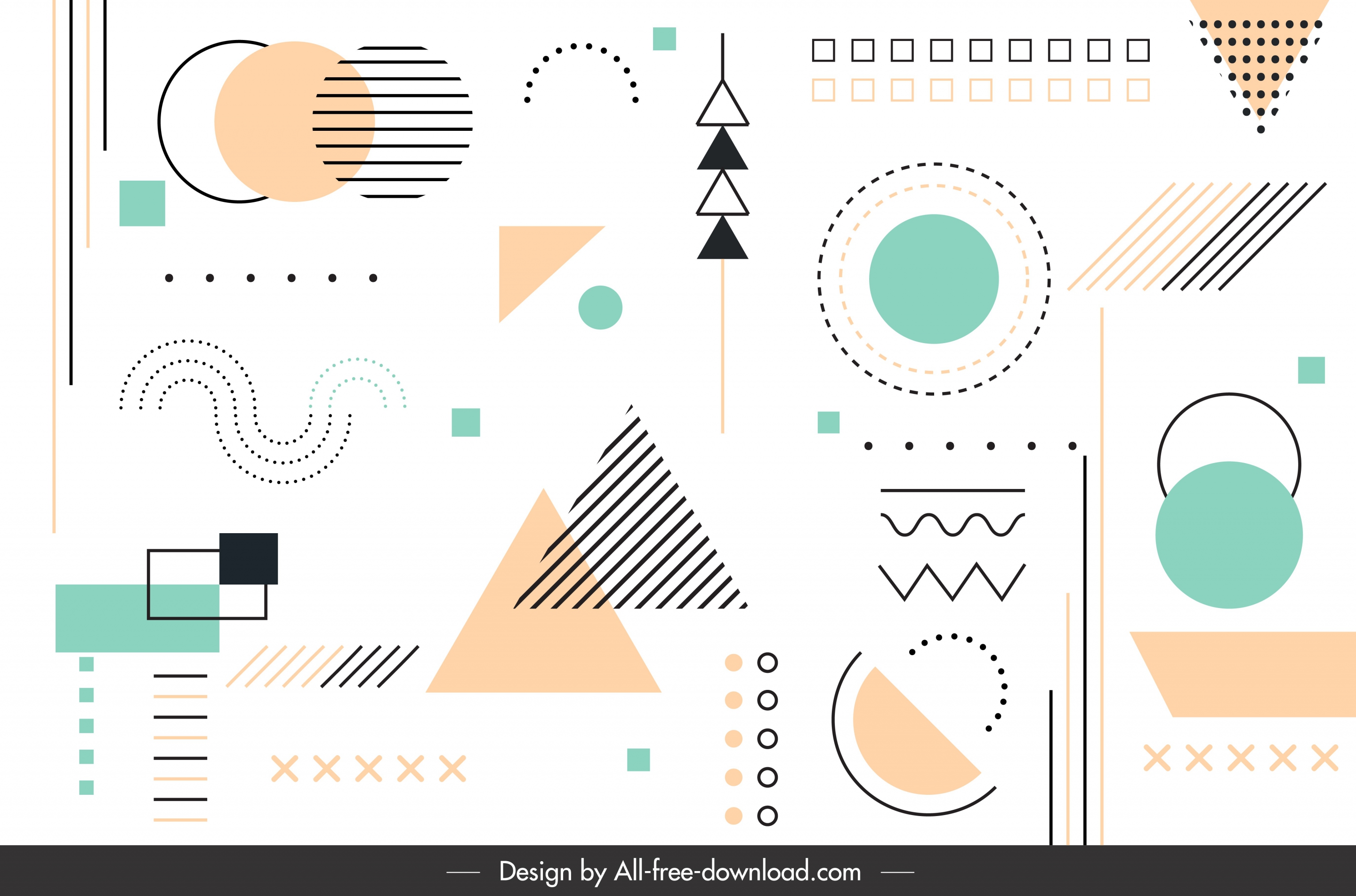 geometric background template bright colored flat shapes sketch