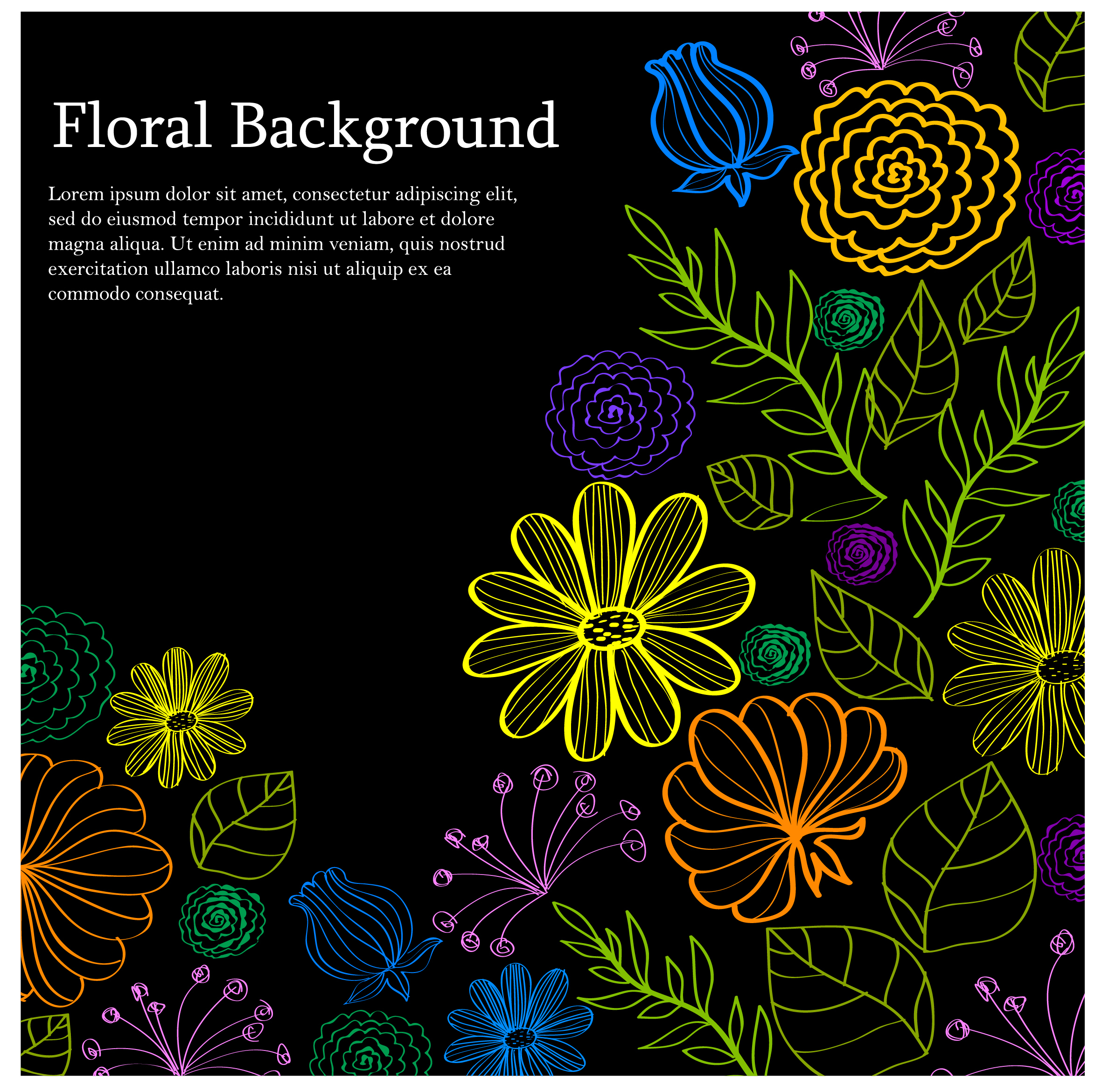 light floral on dark background