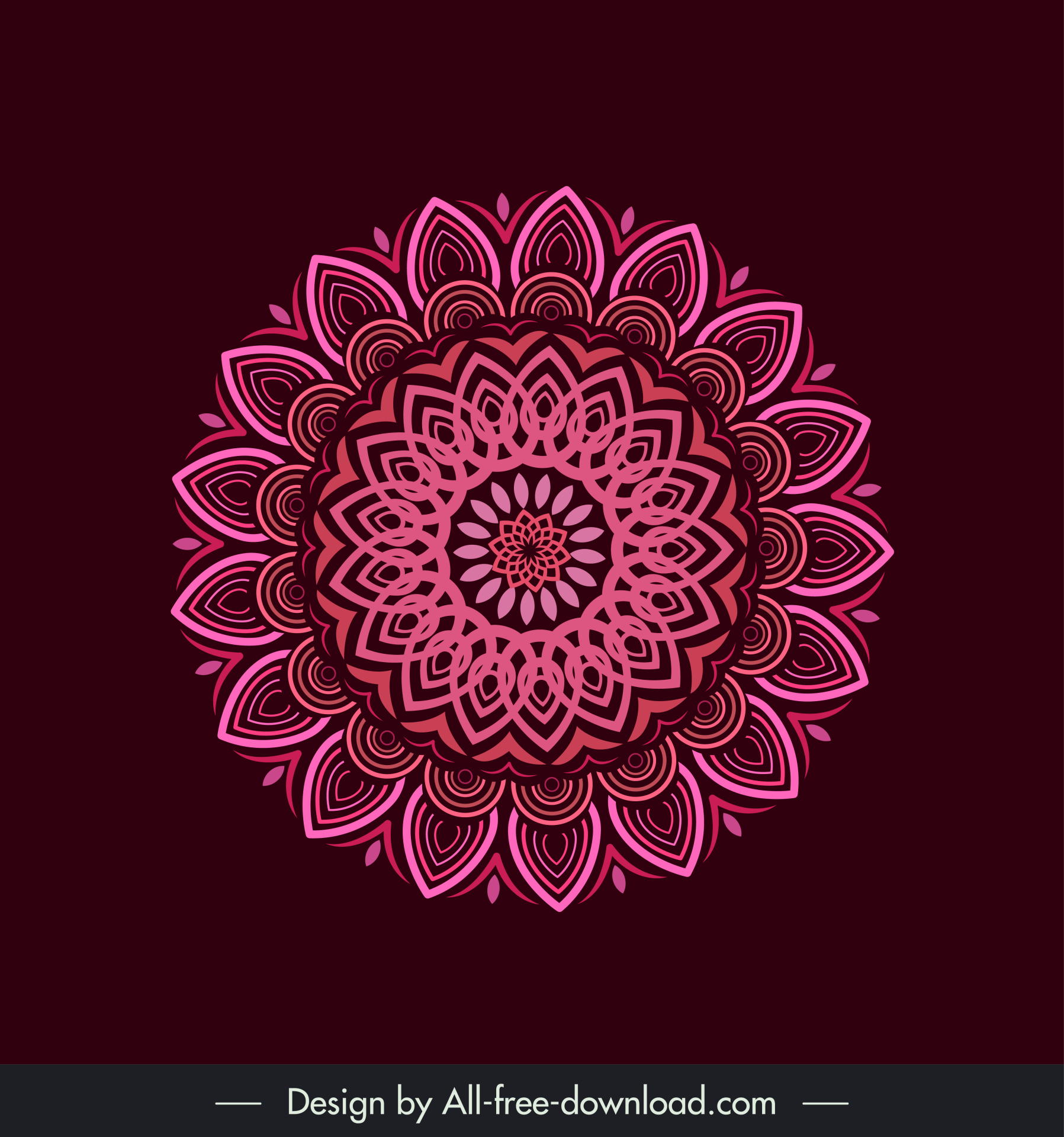 mandala flower icon dark retro symmetric design