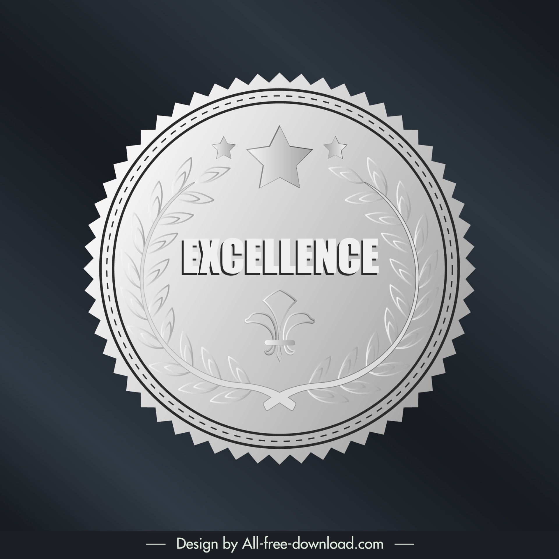 excellence stamp template elegant symmetric leaves stars decor