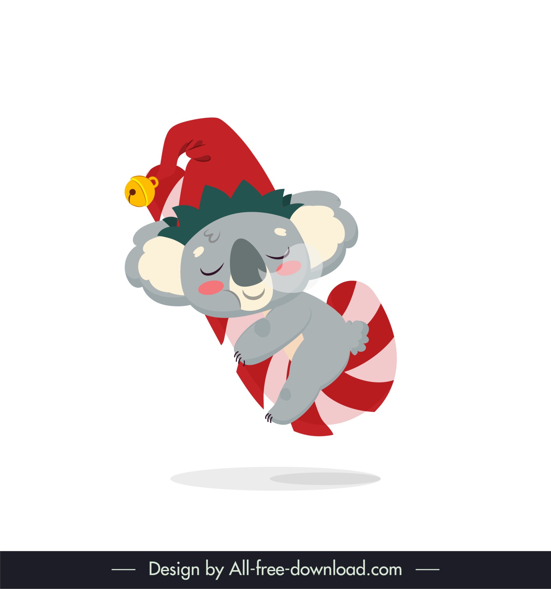 xmas koala sleeping icon candy cane decor cute cartoon character