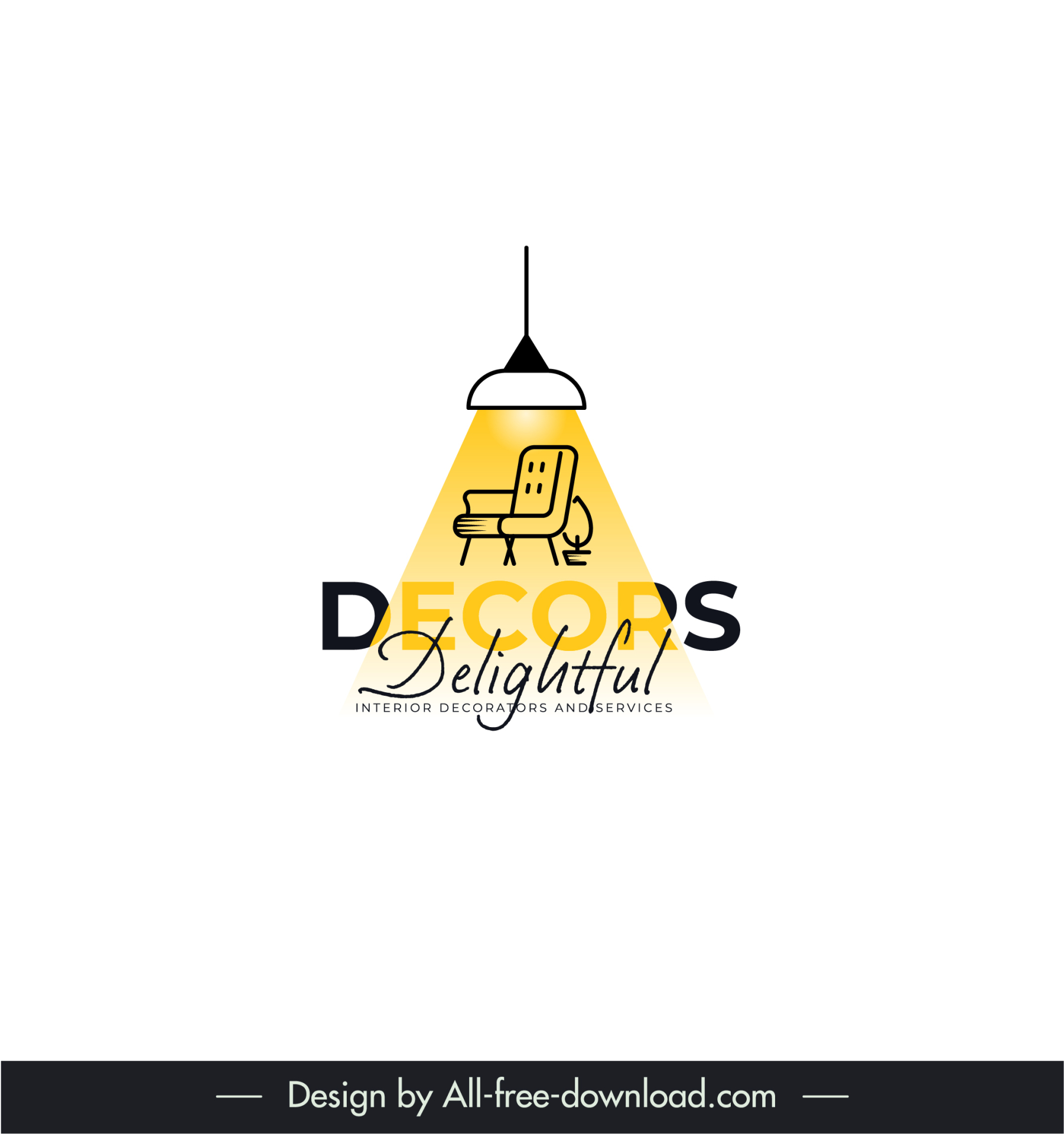 delightful decors logo template flat shining light sketch