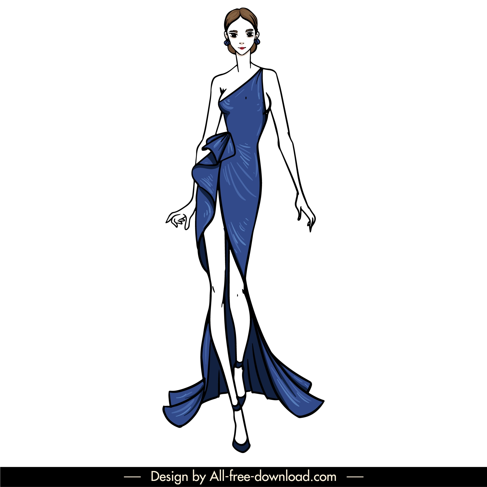 evening dresses template dynamic elegant handdrawn cartoon 