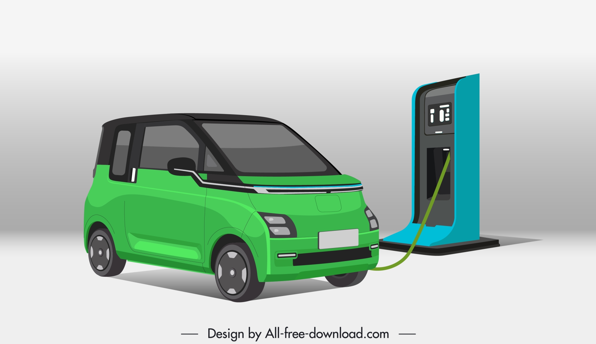 electric car charging design elements modern 3d