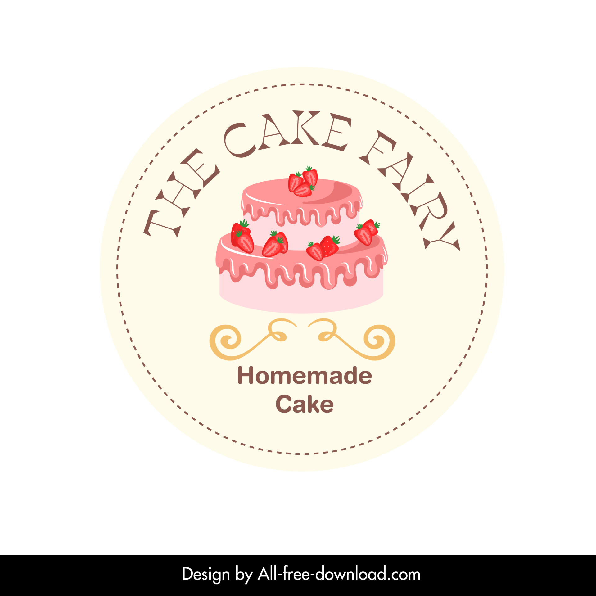 the cake fairy logo sticker template classical circle design cream strawberry decor