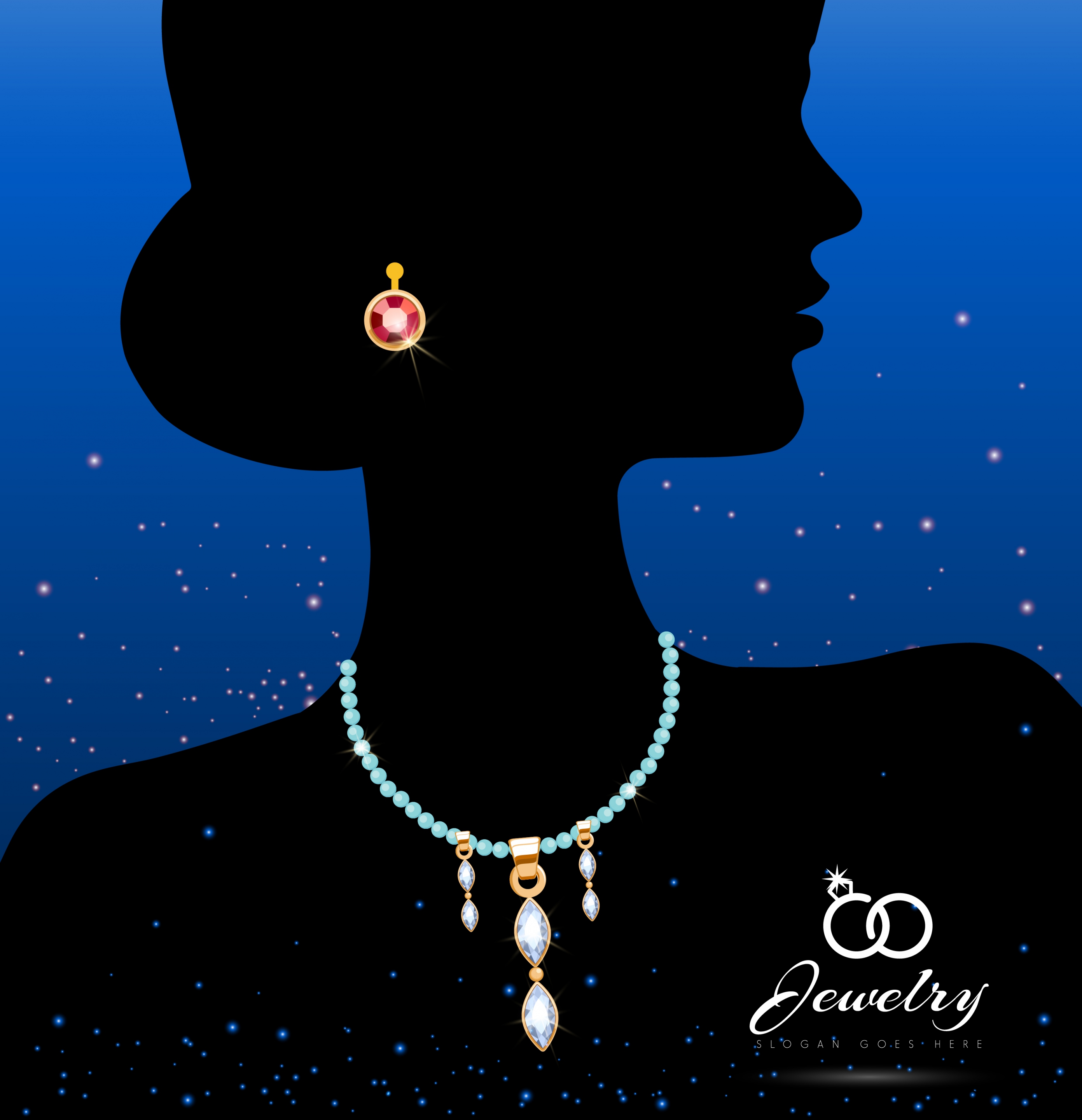 jewelry icon woman silhouette ornament