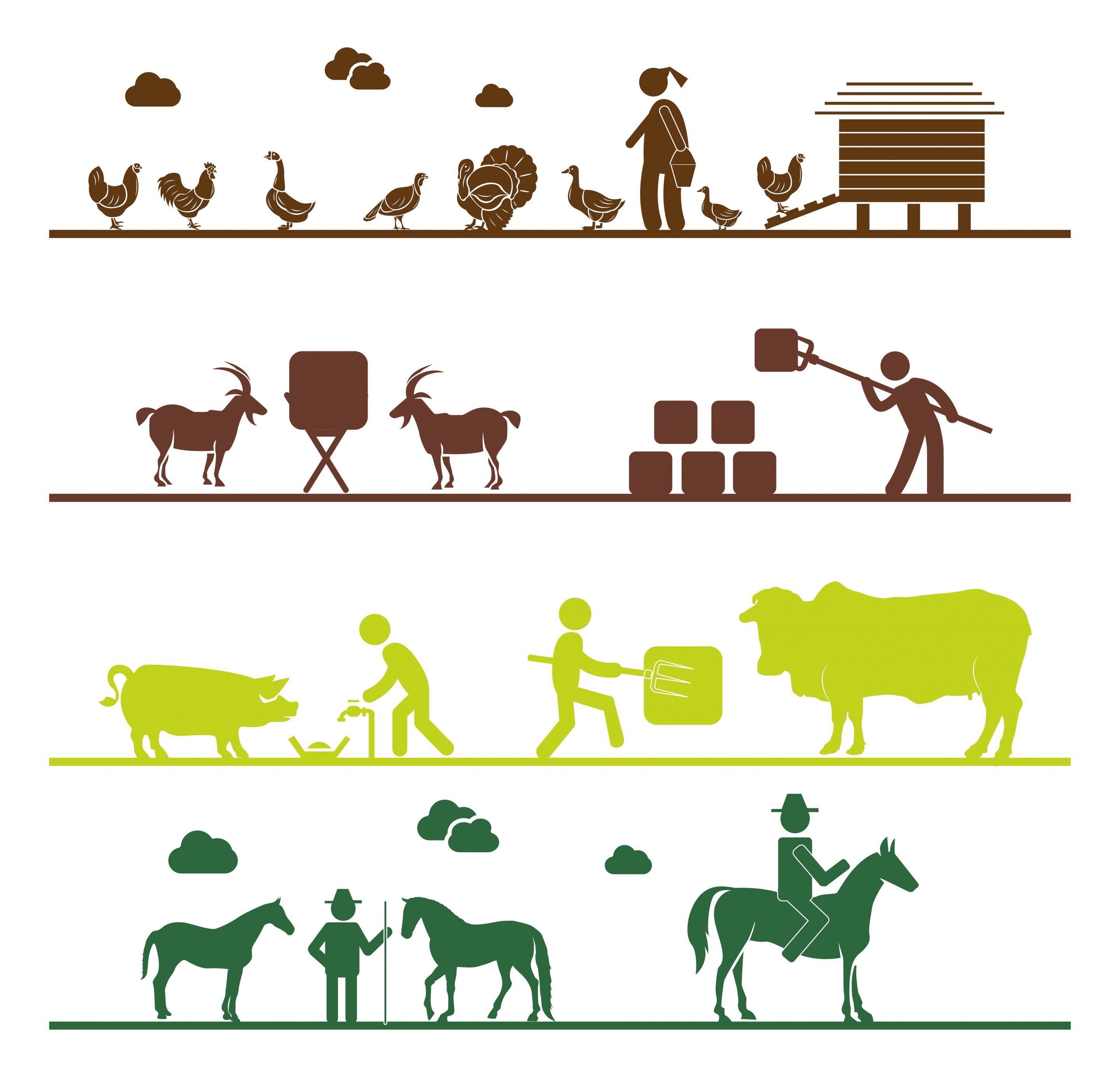 farming works concepts illustration with various silhouette styles