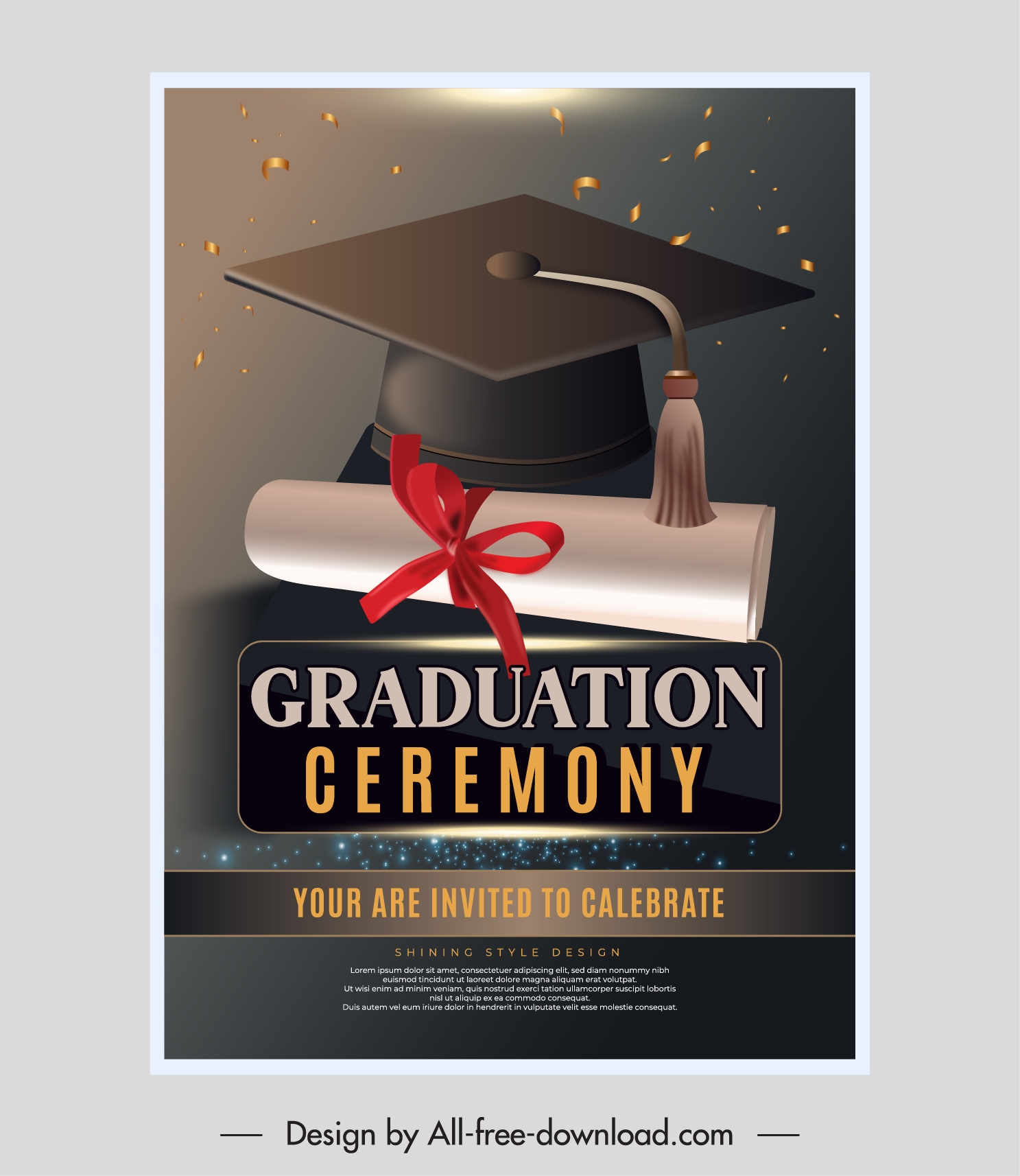 graduation ceremony invitation card template luxury modern contrast