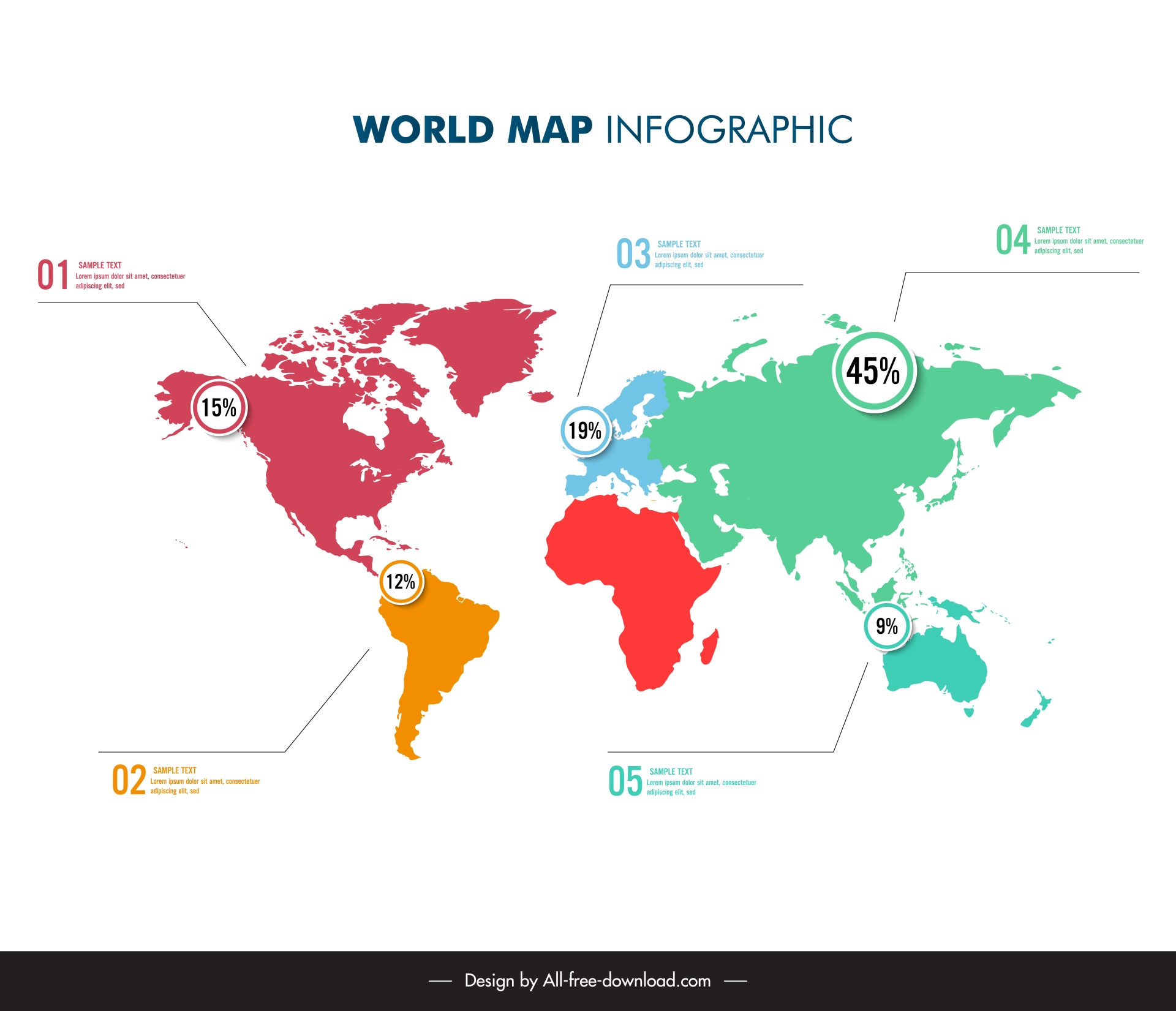 world map infographic template colorful elegance 