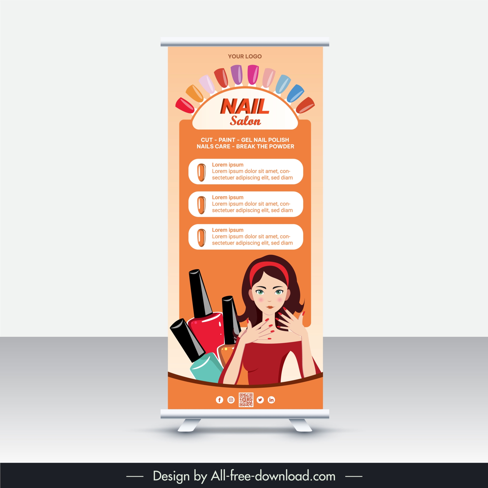 standee nail salon poster template woman cartoon