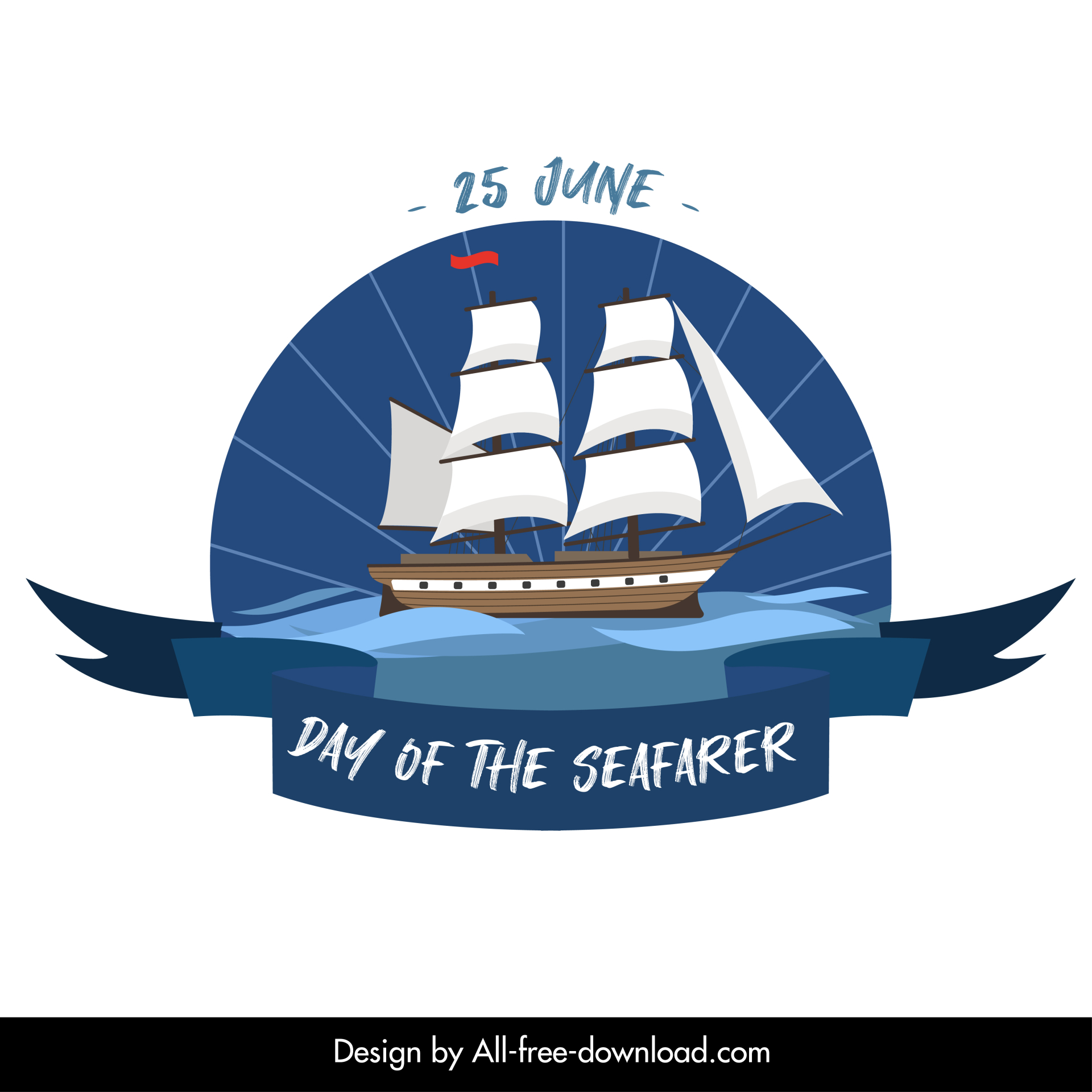 day of seafarer logo template symmetric elegant decor ship isolation design