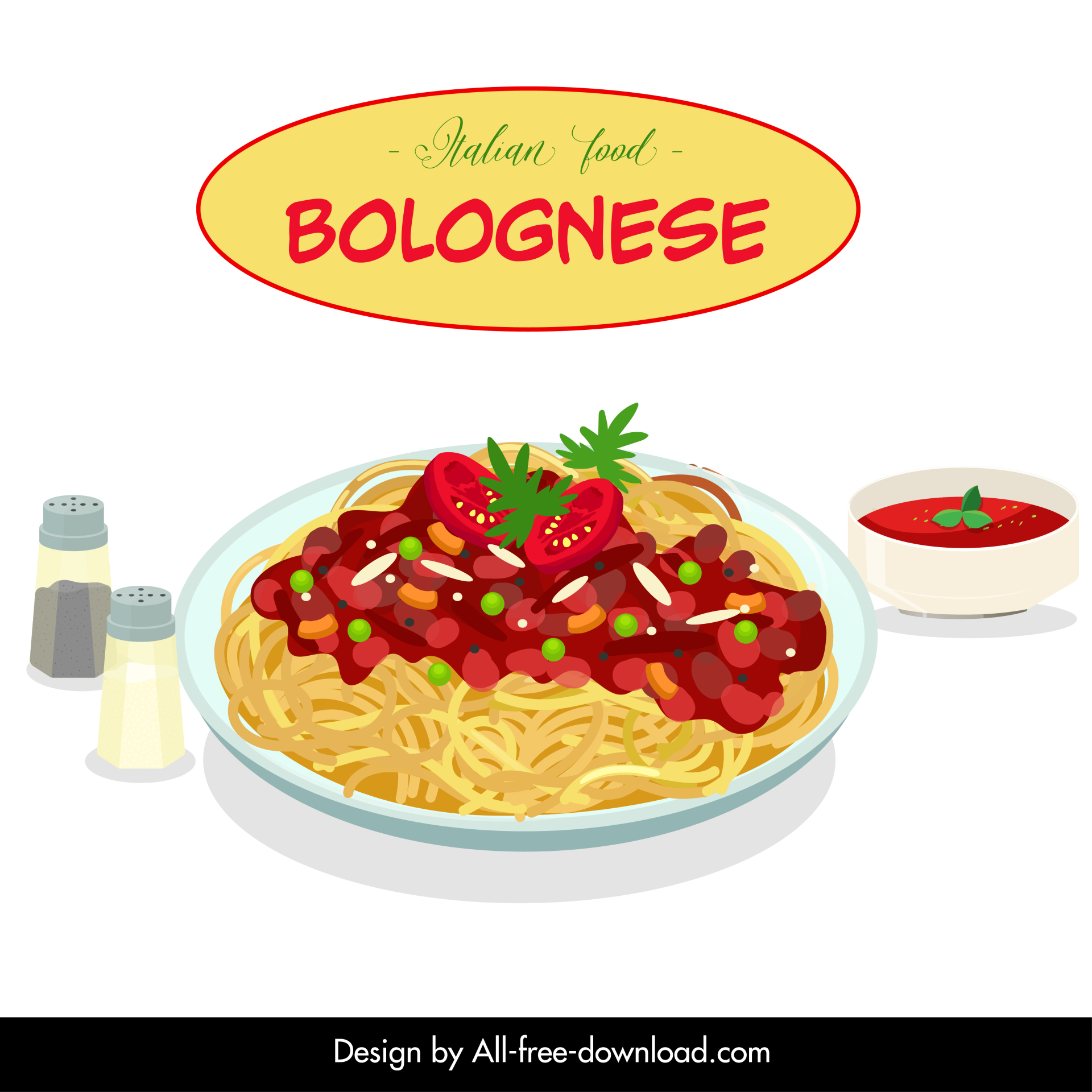 spaghetti bolognese advertising poster elegant classic flat design 