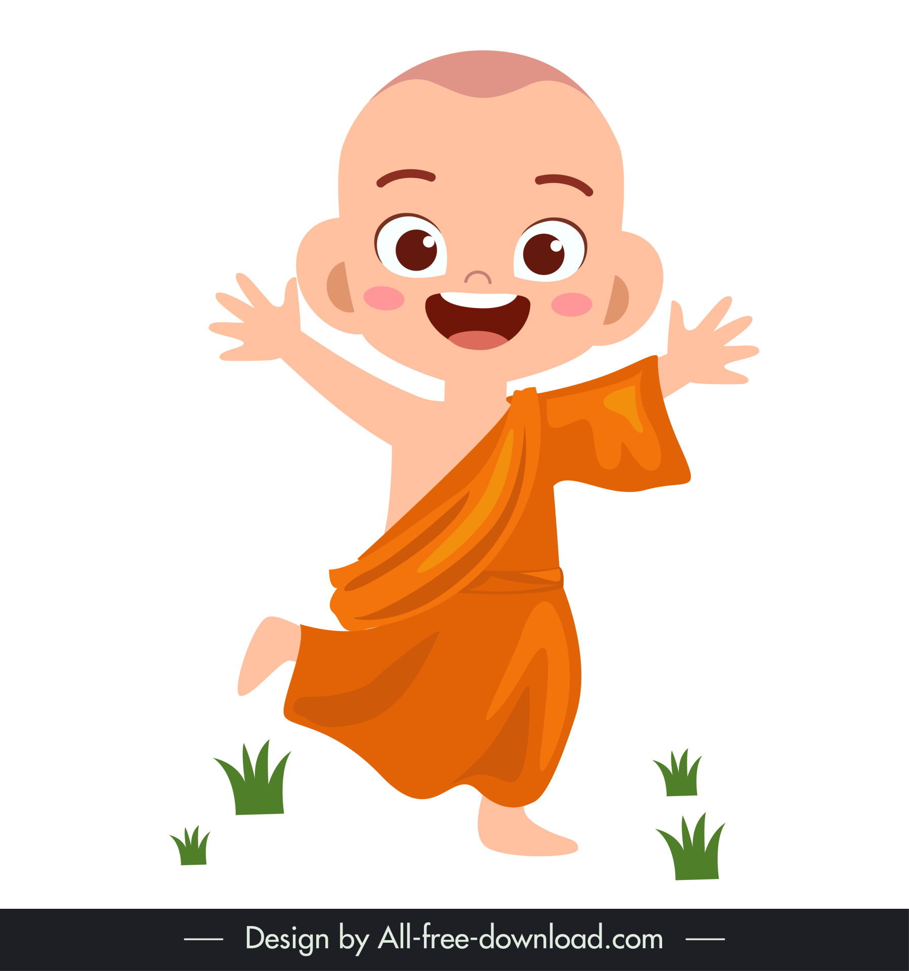 monk happy icon cute cartoon design