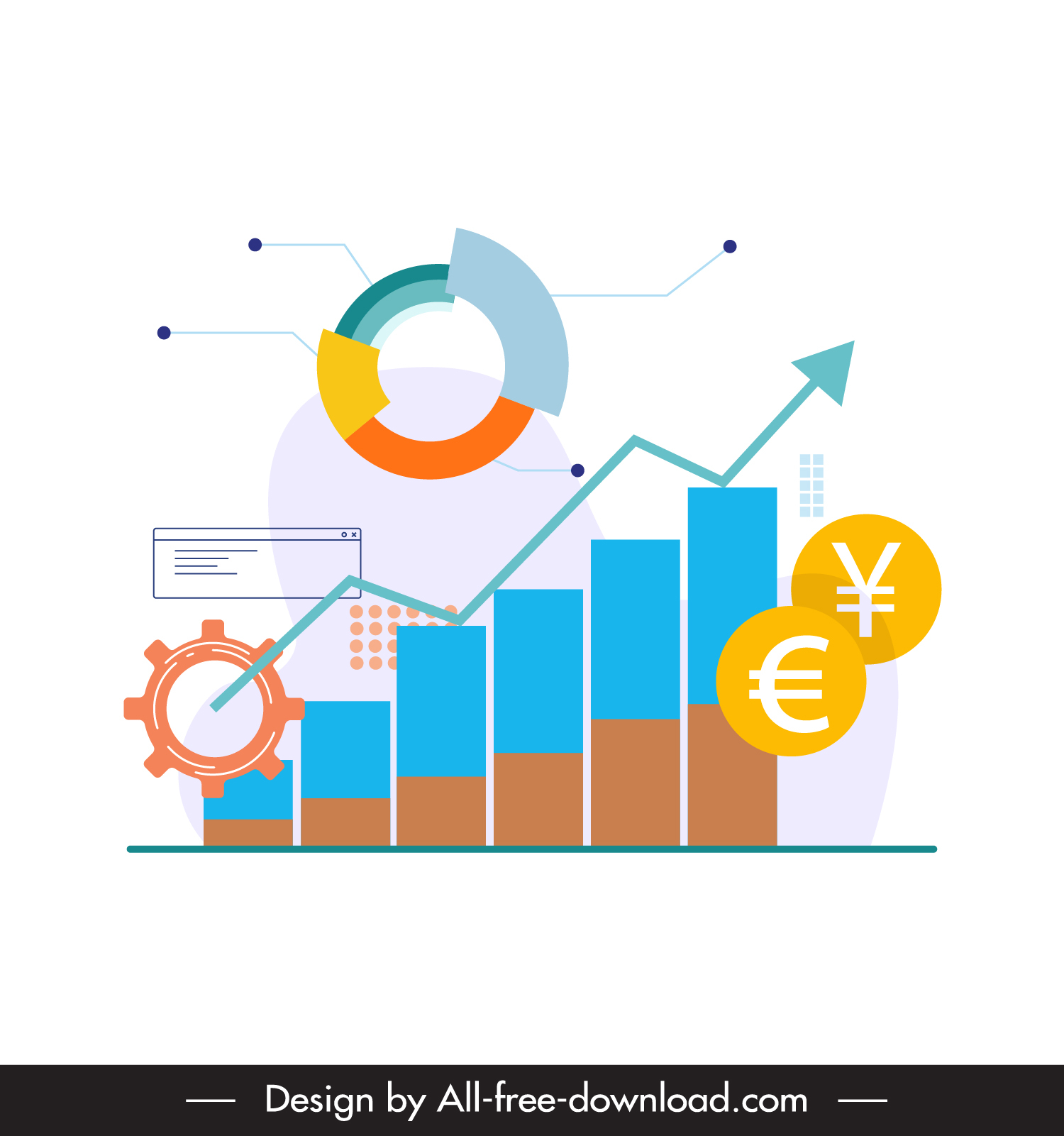  stock market design elements business charts currency symbols sketch