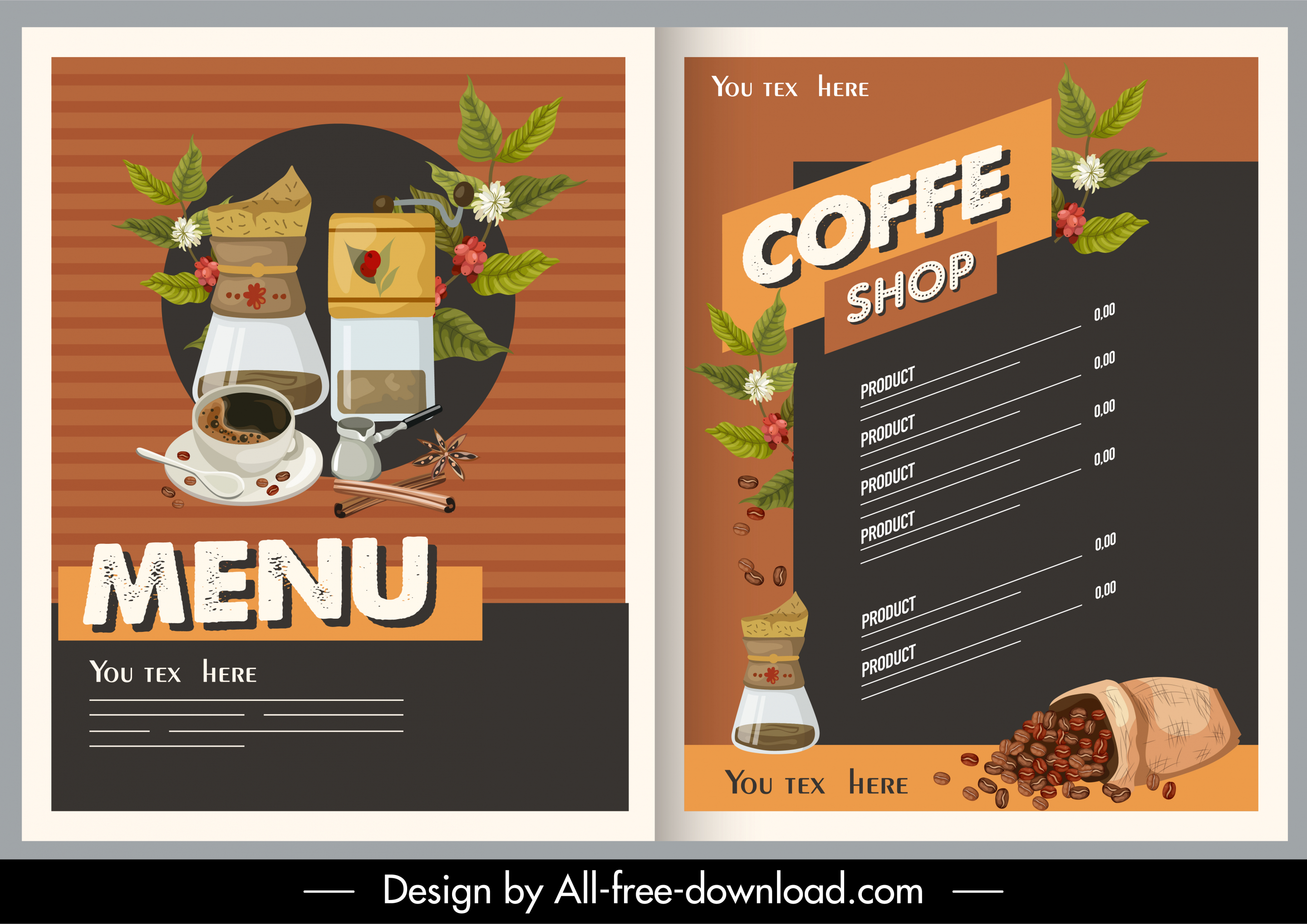 coffee menu template elegant classical decor