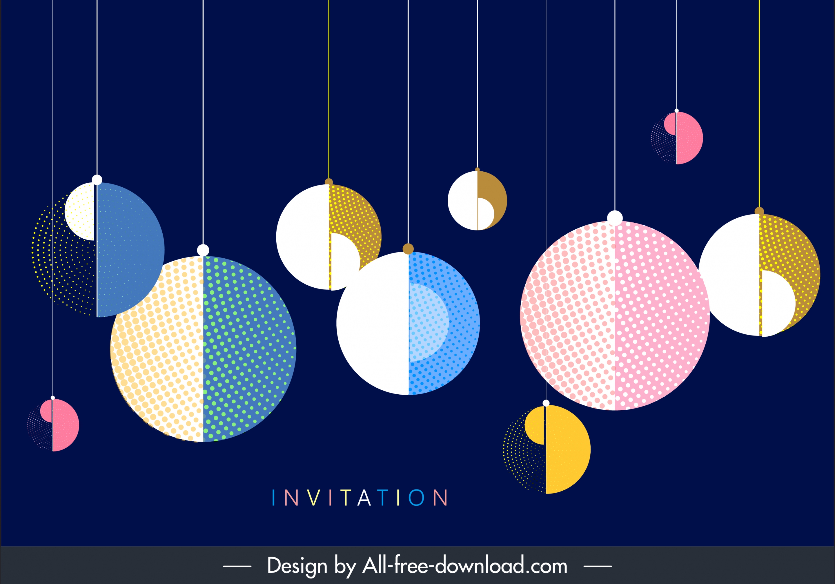 decorative background template hanging semicircle shapes colorful flat