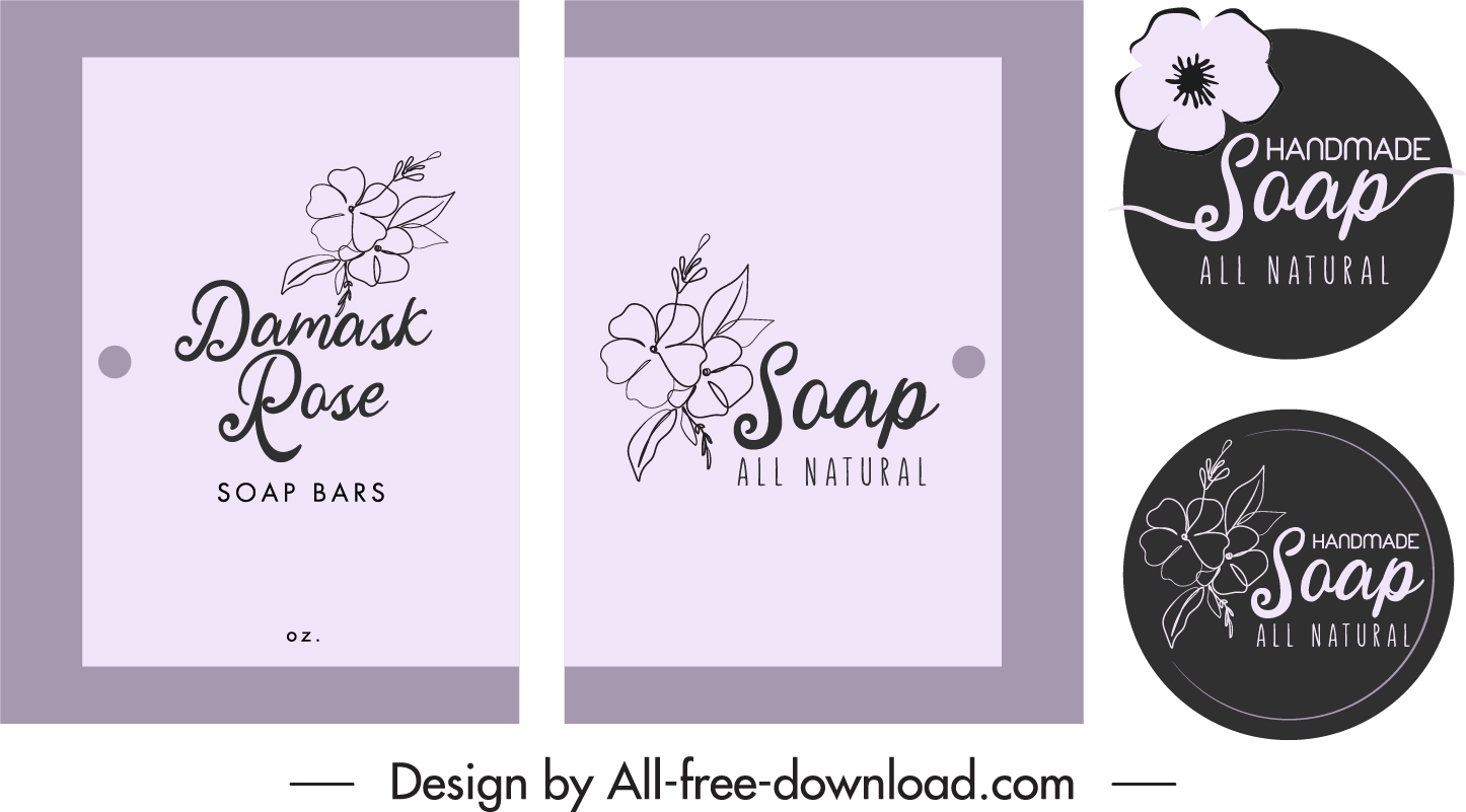 soap package label templates elegant retro petal decor