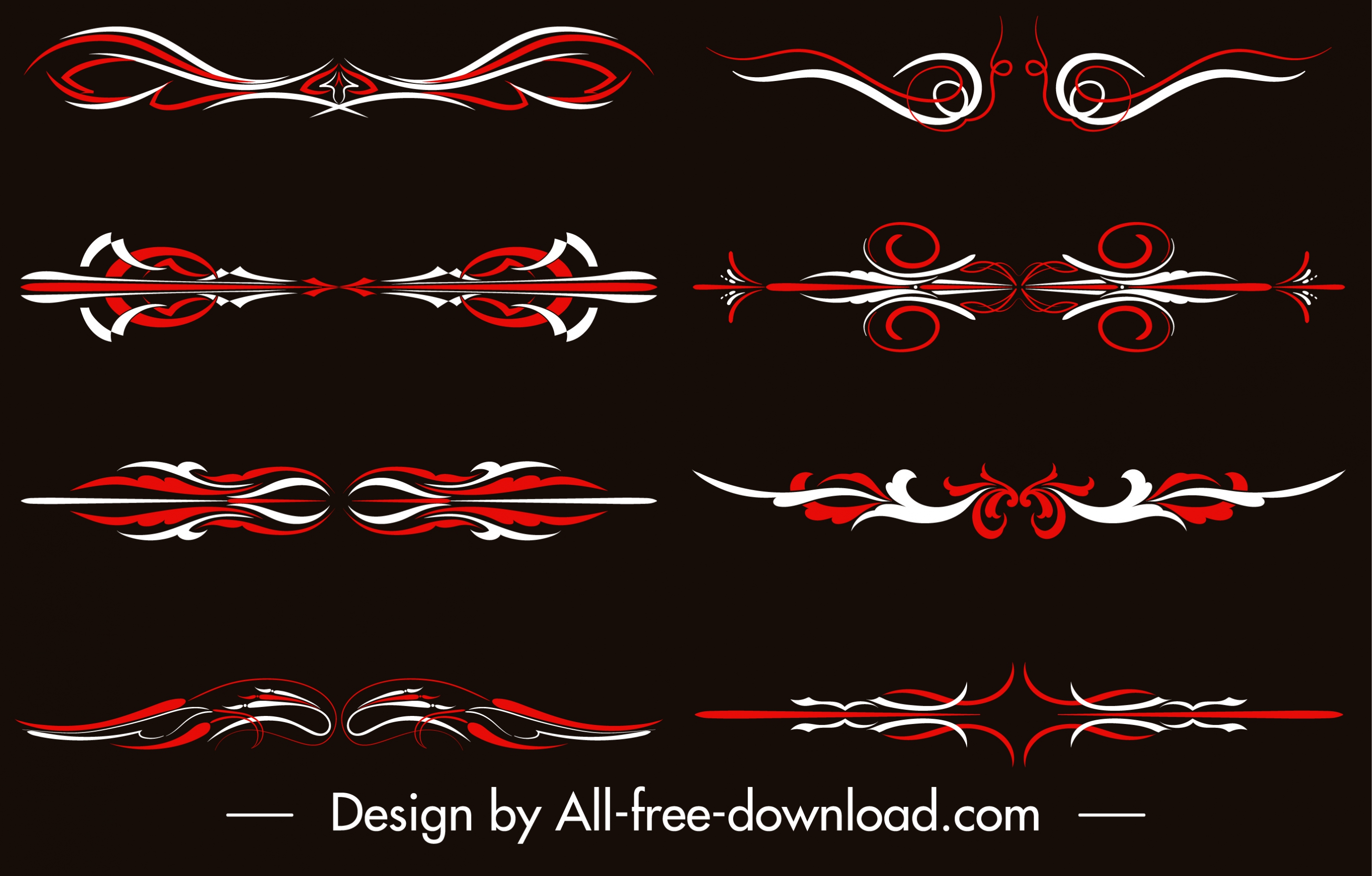 border decor templates red white symmetric seamless curves