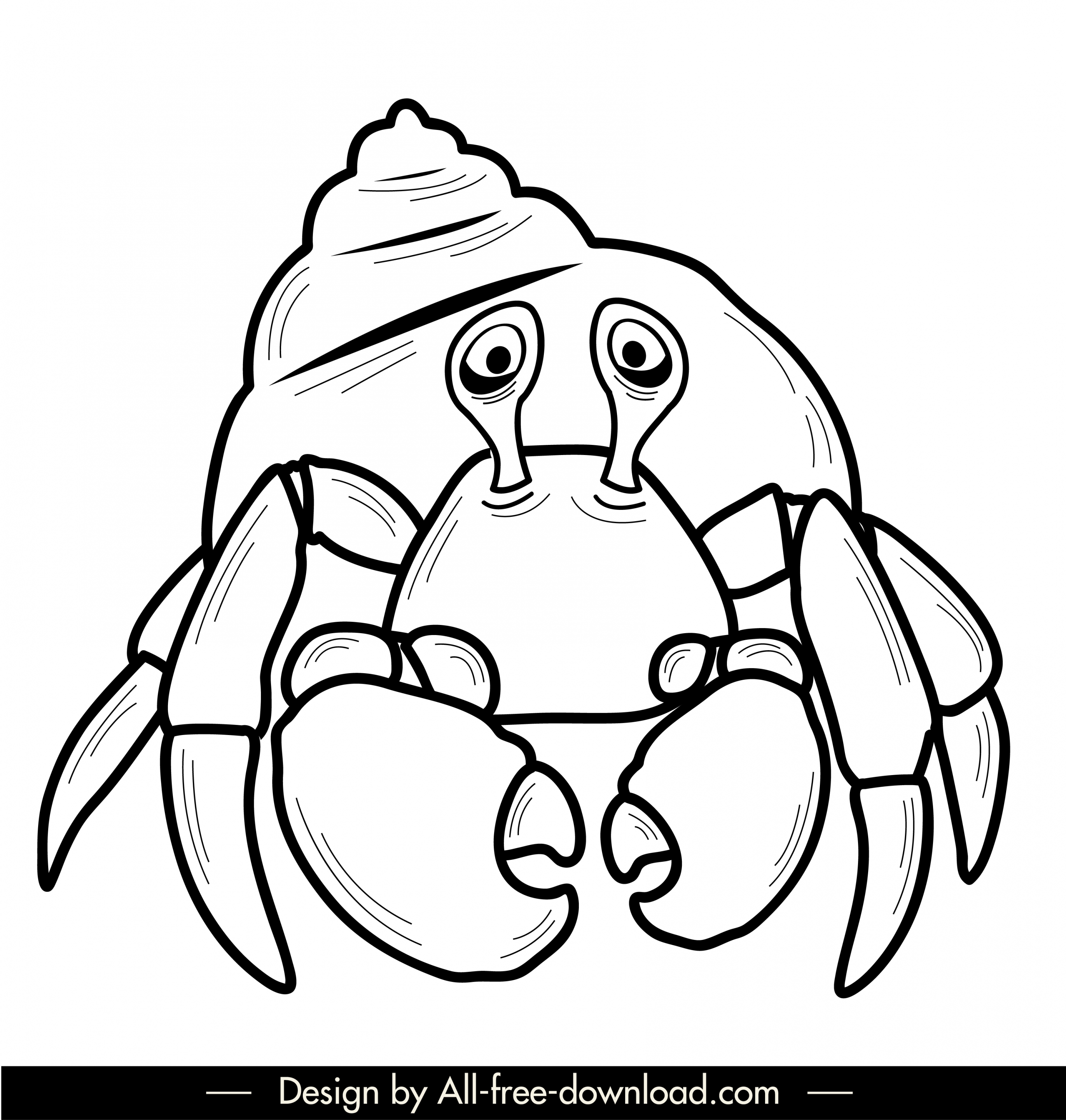 marine animal icon hermit crab sketch handdrawn design