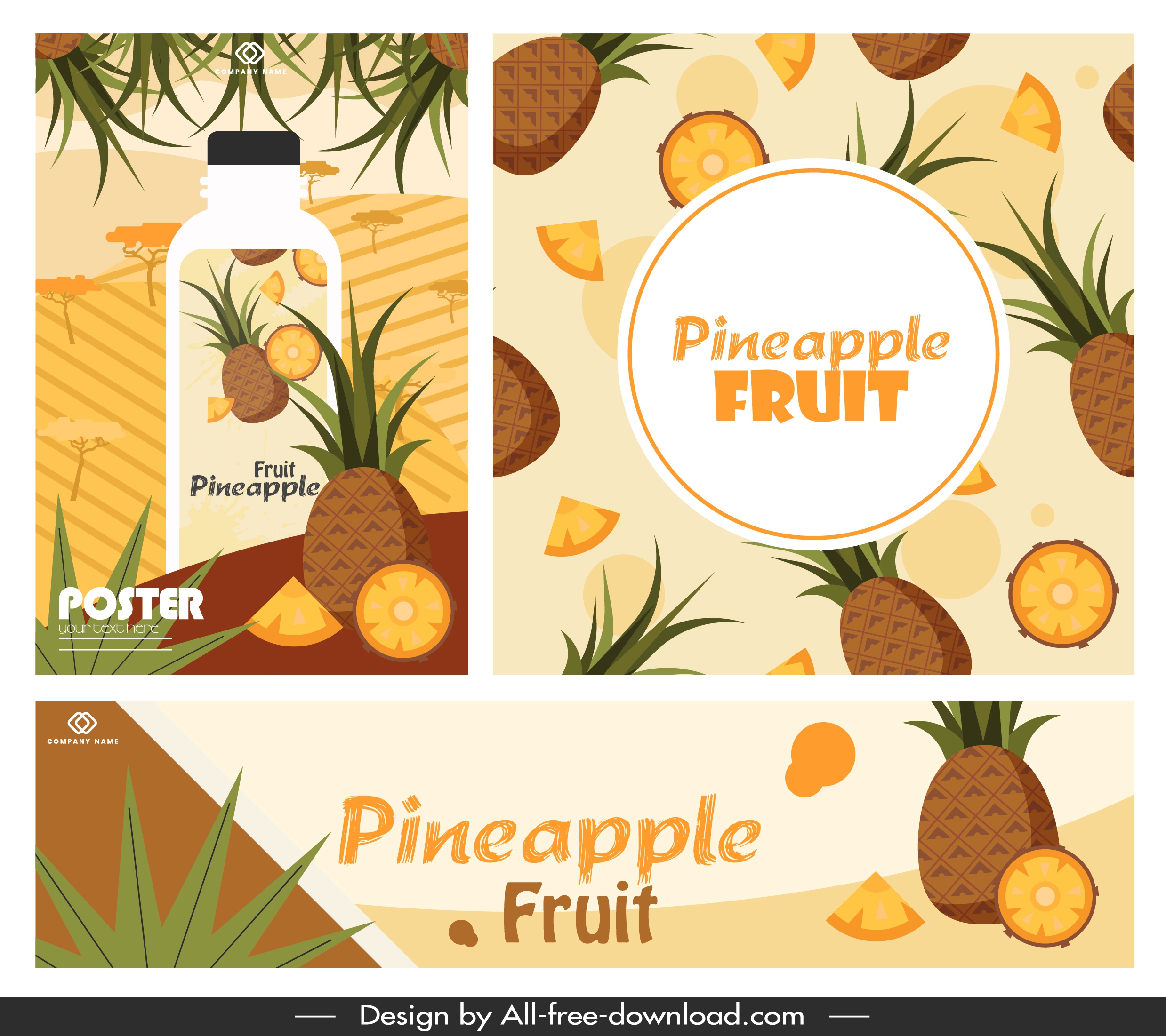 pineapple fruit posters bright colorful classic design