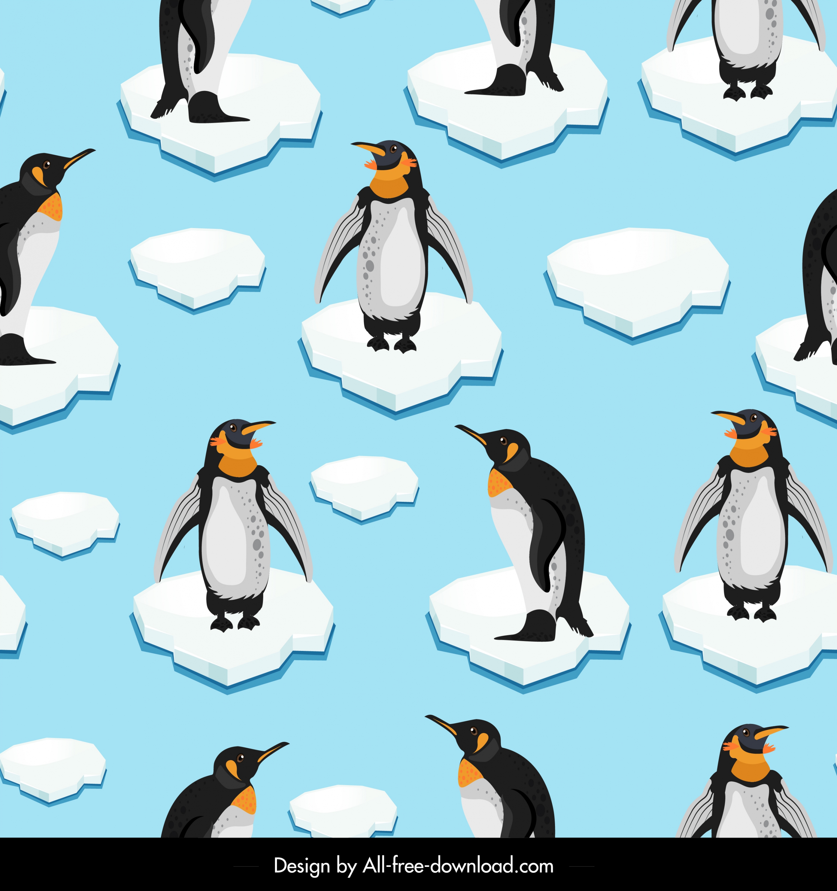 arctic pattern penguin ice icons decor