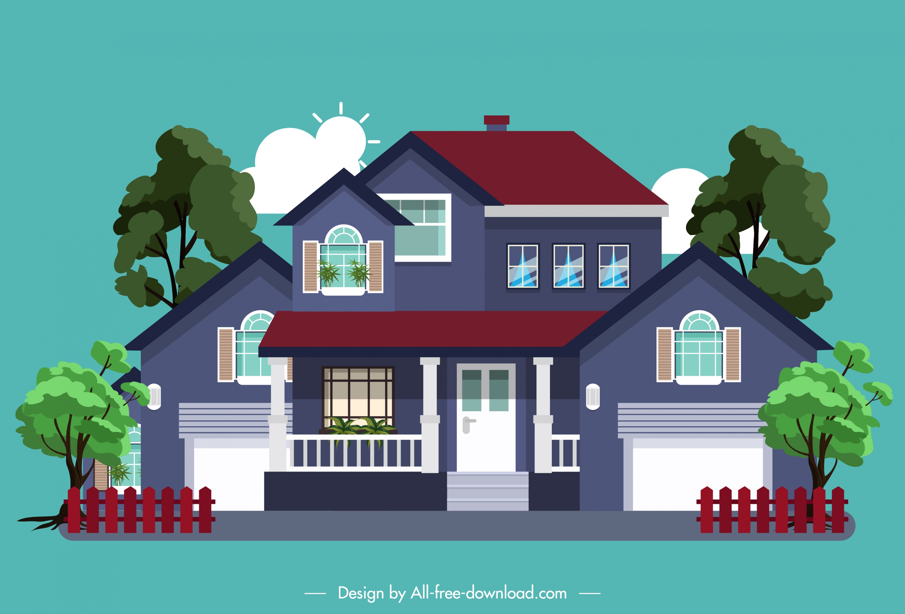 residential house model icon colored modern sketch