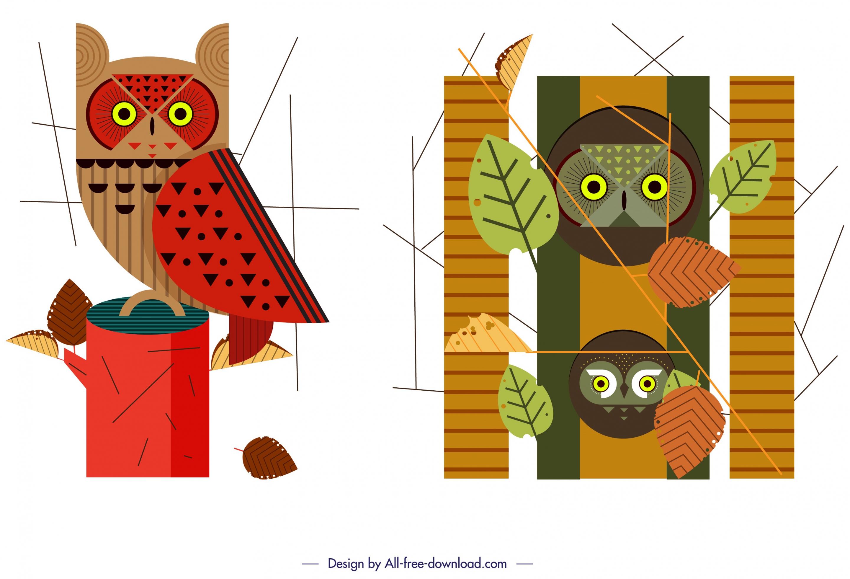 owl wild animal icons colored classical design