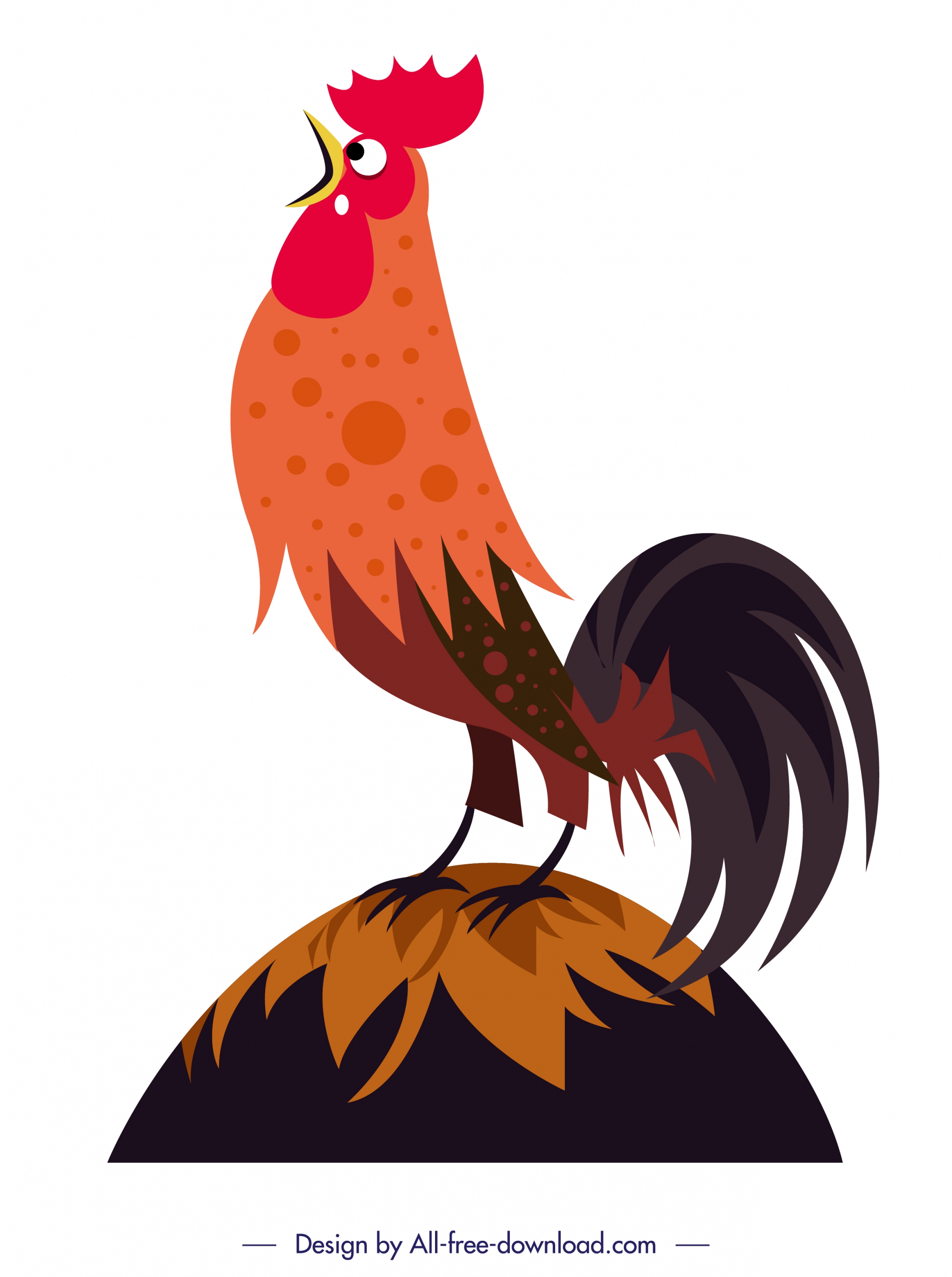 cock crow painting colored cartoon design