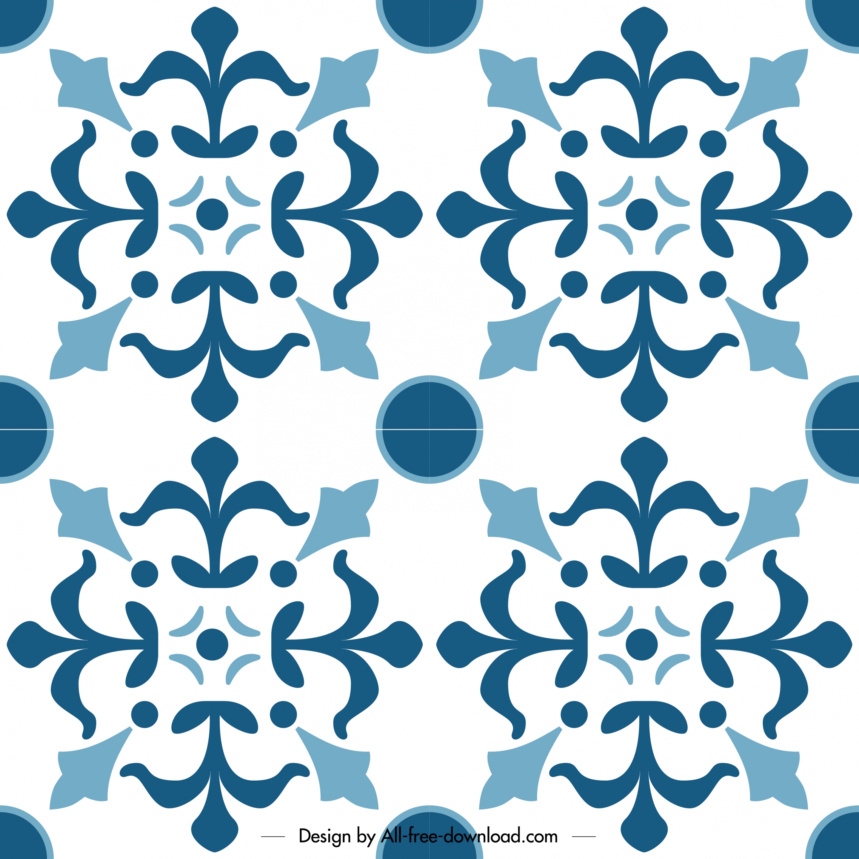 classical pattern template flat blue symmetrical decor