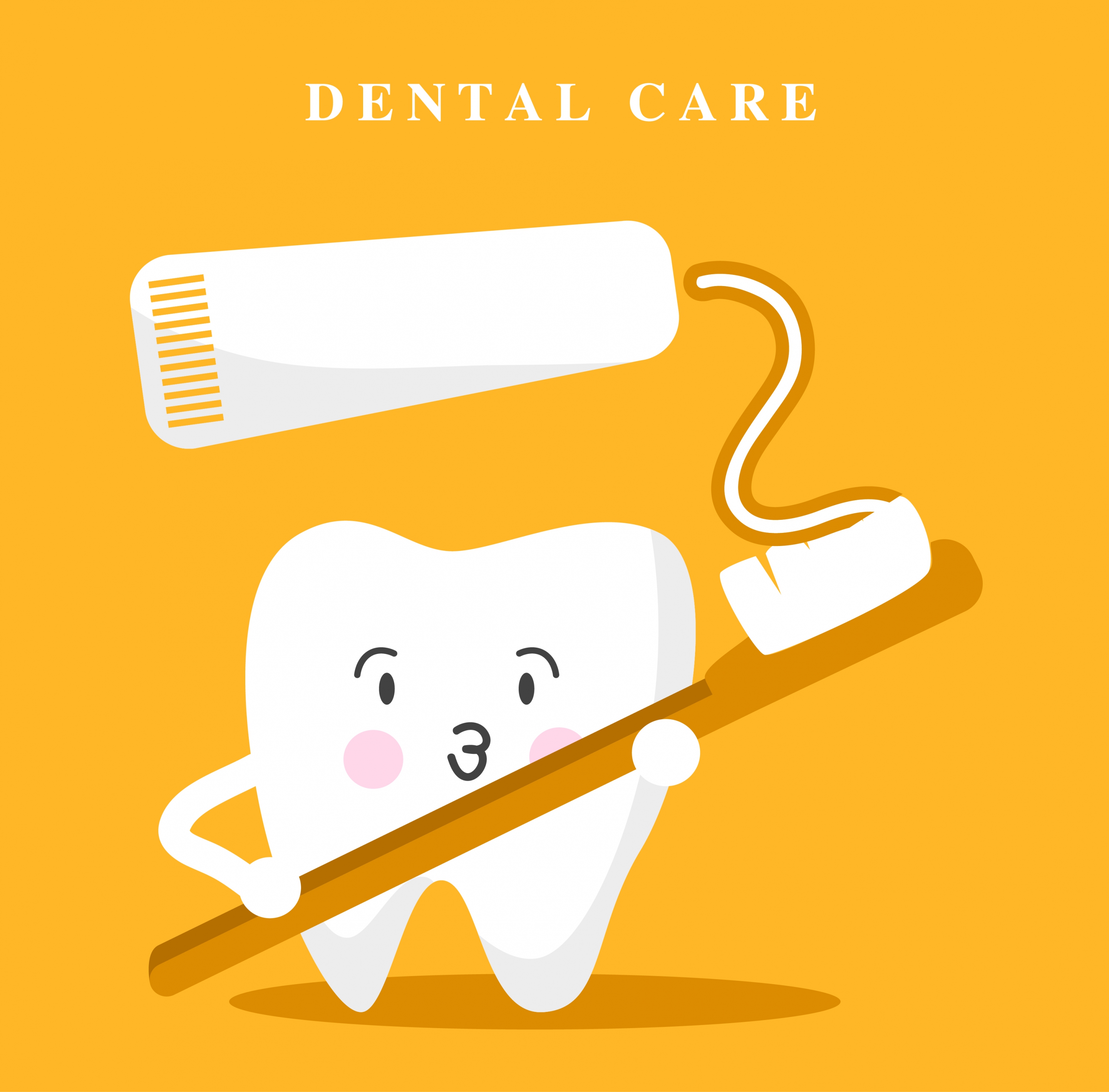 dental banner stylized tooth toothbrush tooth paste icons