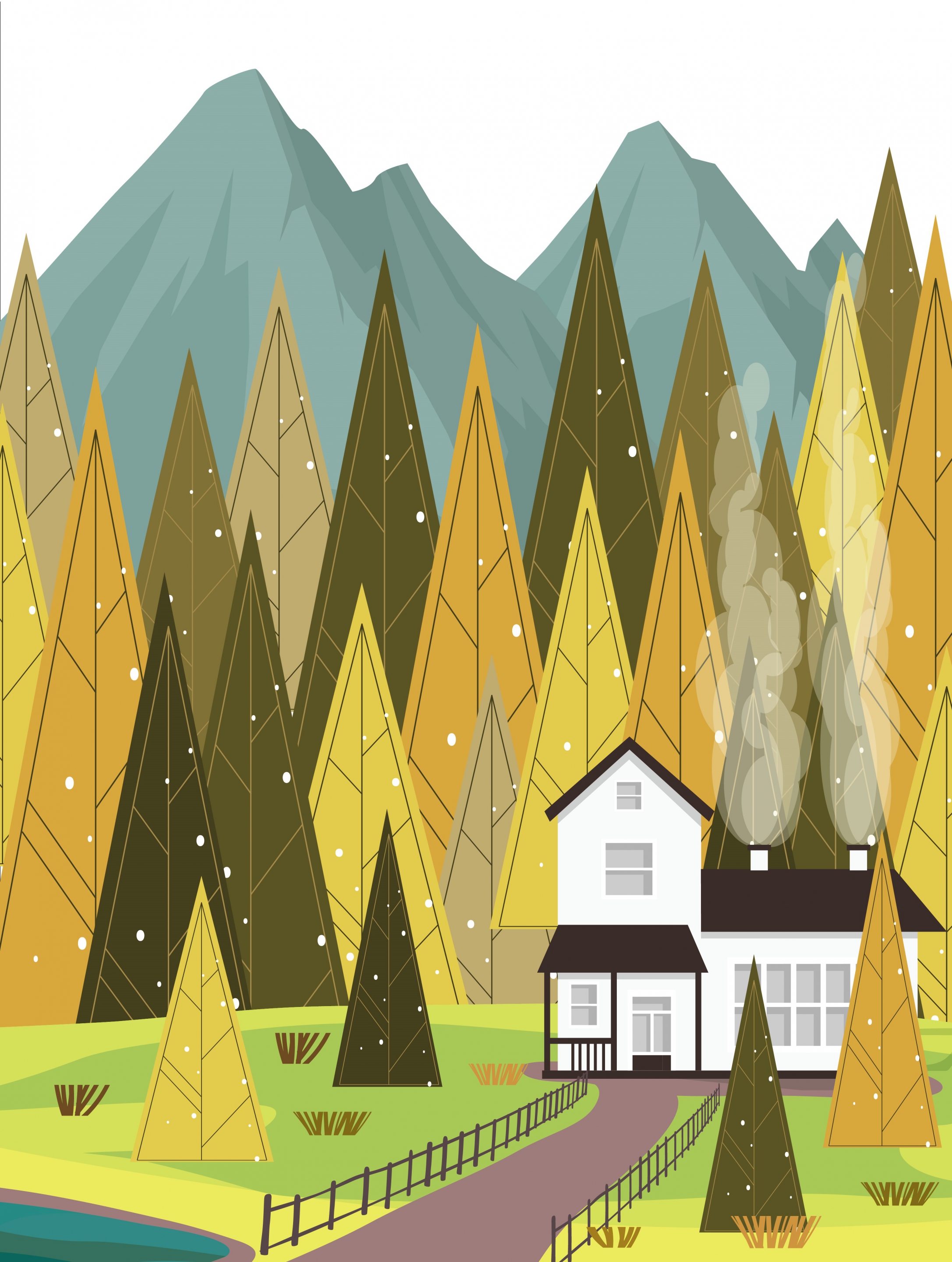 home background nature mountain forest landscape icons decor