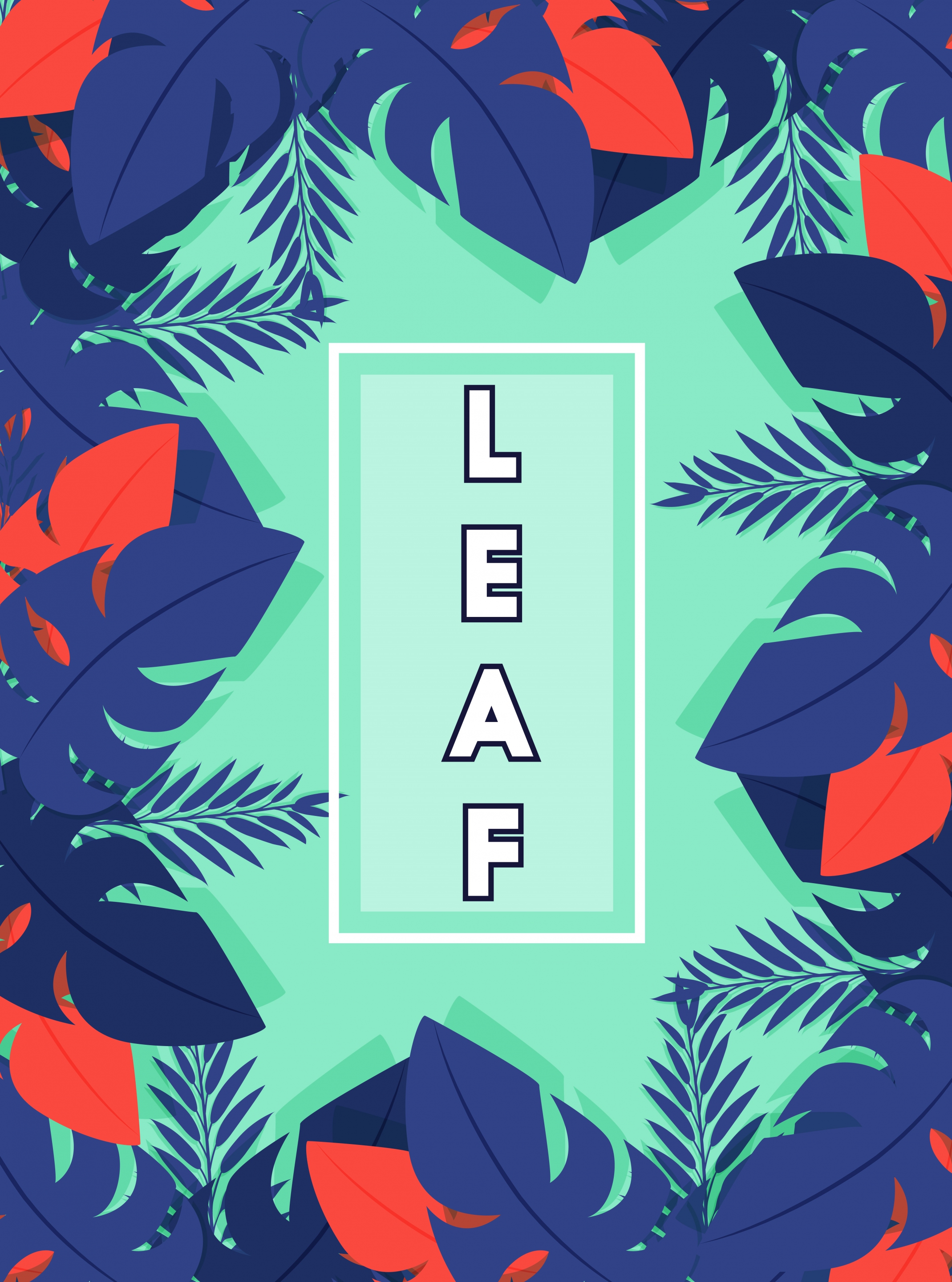 leaf background dark blue red green decor