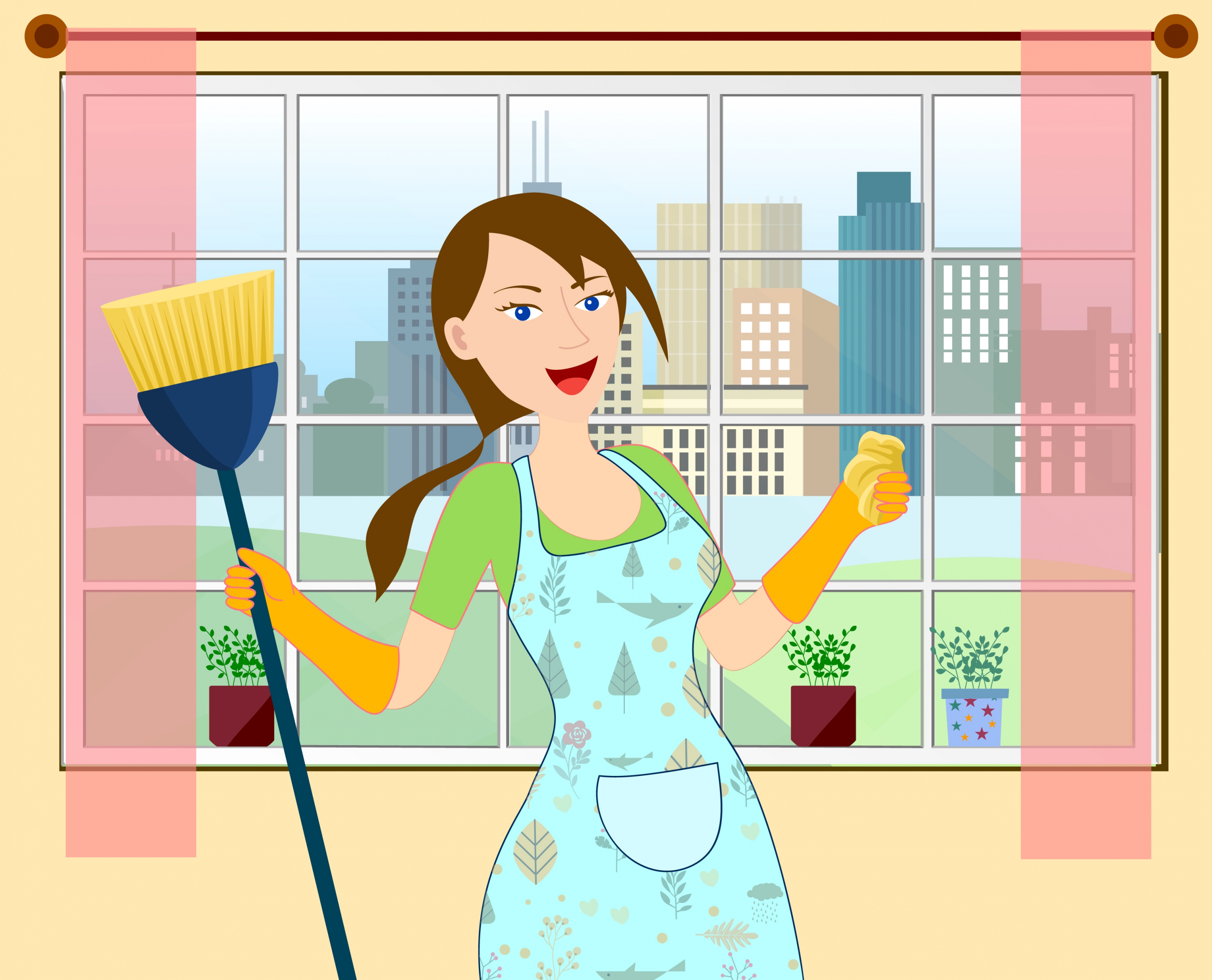 housewife work drawing woman icon colored cartoon design