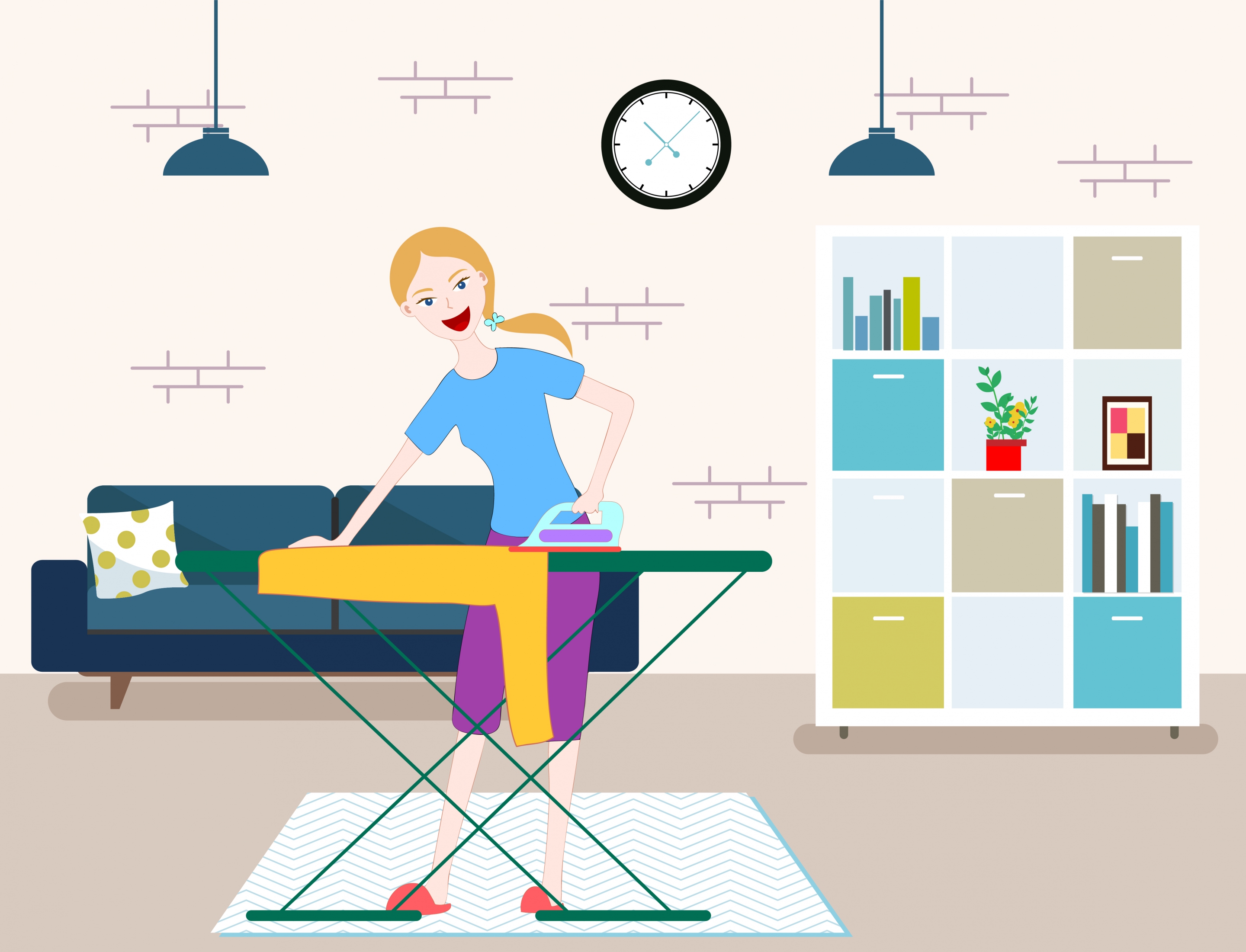 housewife work drawing ironing woman icon colored cartoon