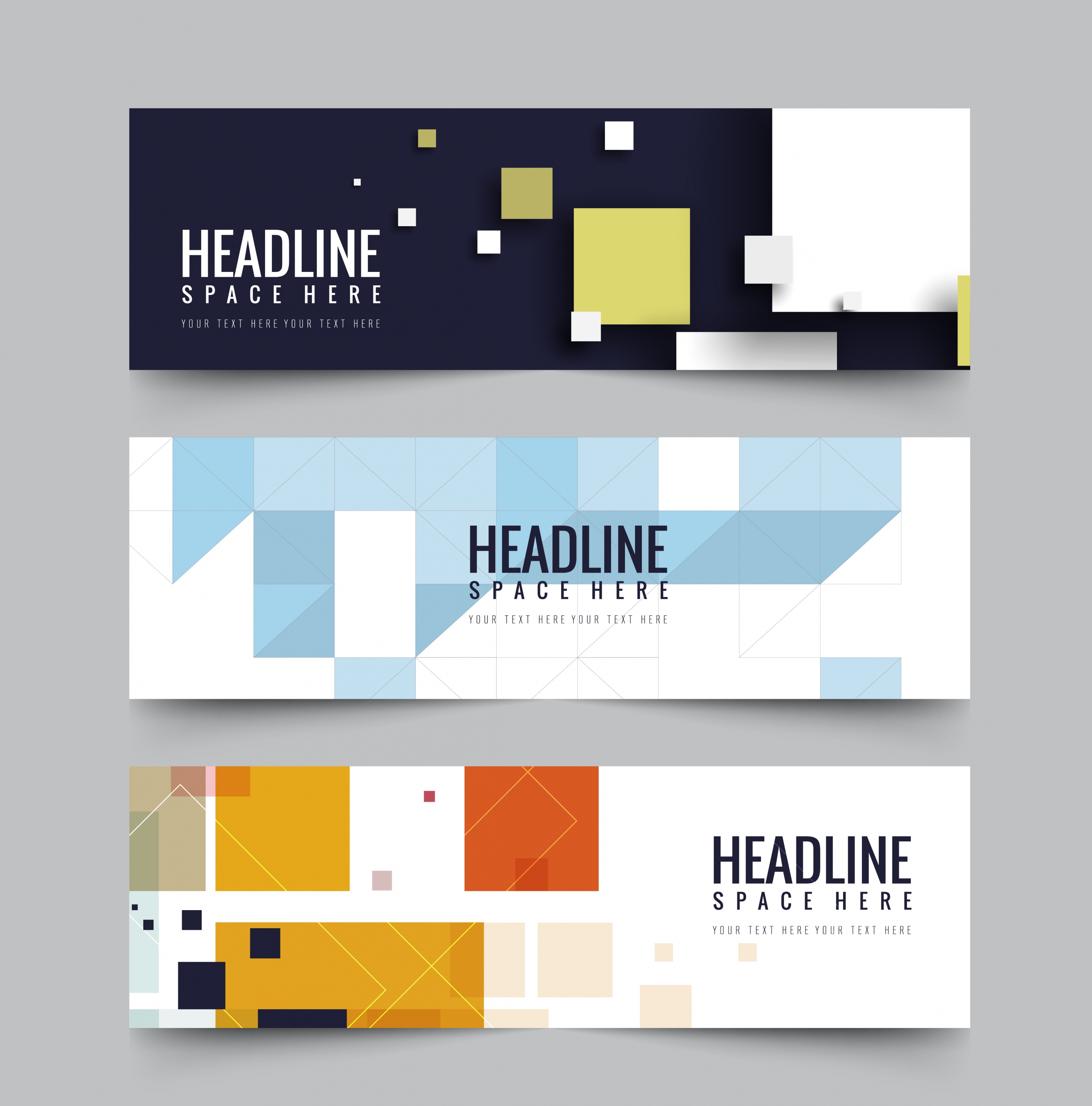 business banner sets abstract geometric design