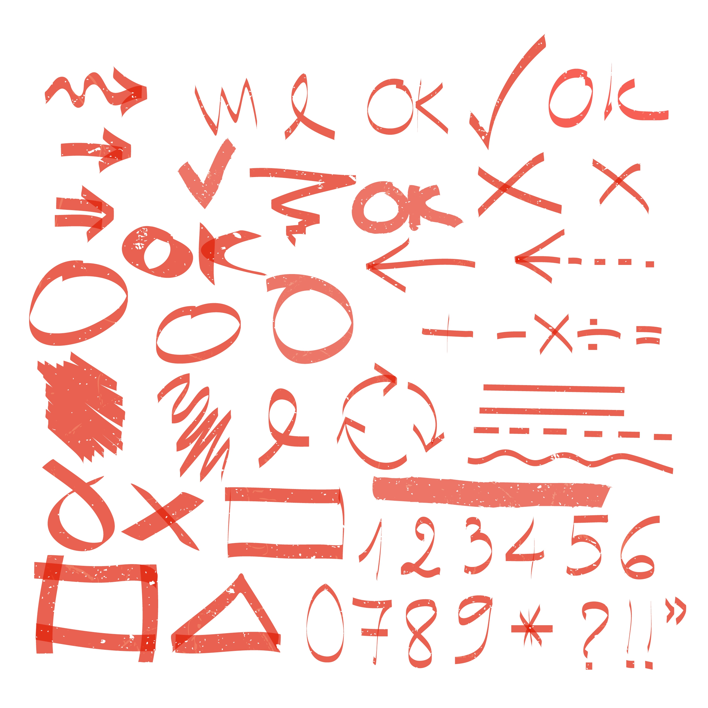 strokes icons red decor hand writing signs