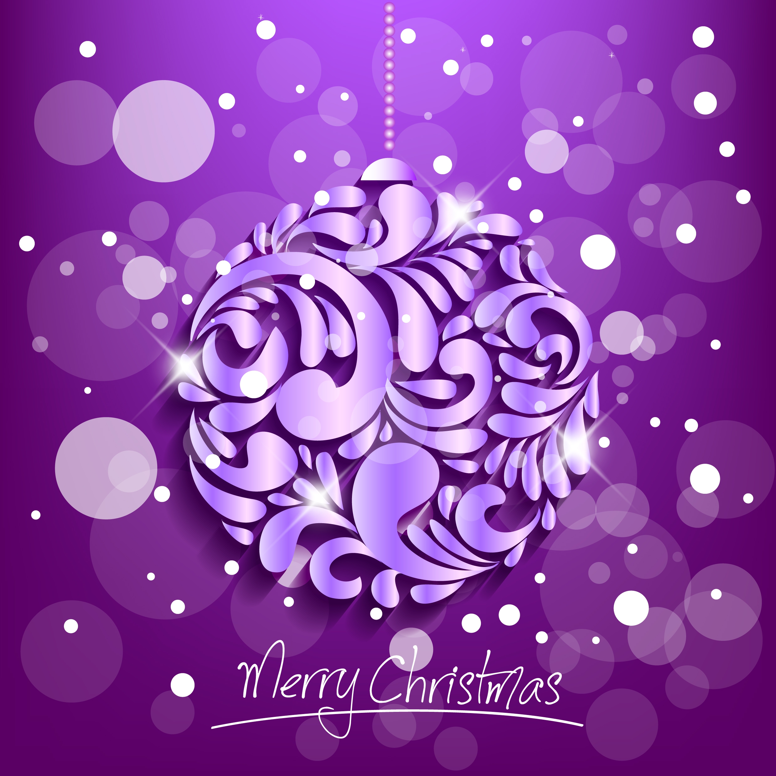 christmas background hanging object shiny bokeh purple decor