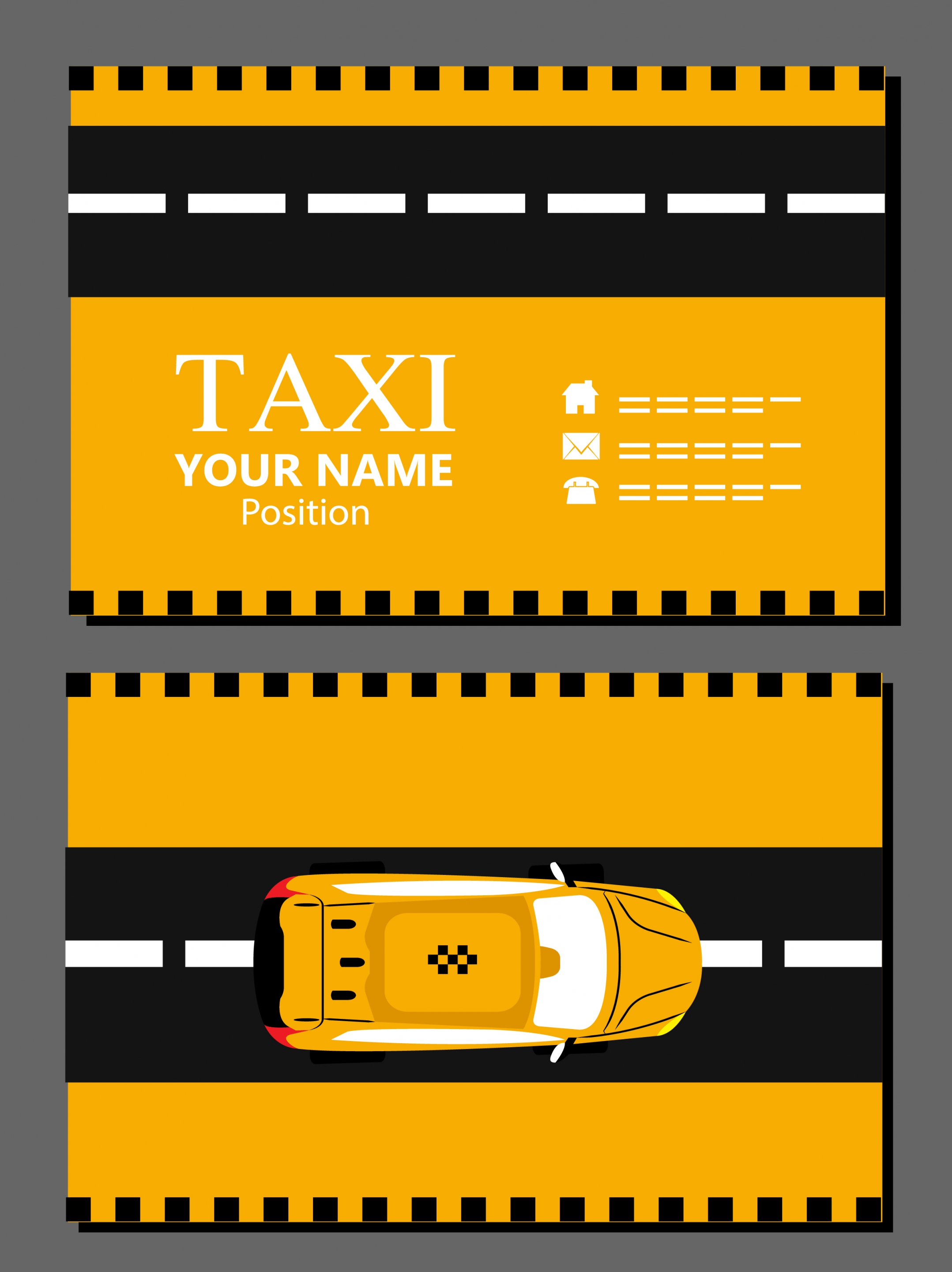 name card template black yellow decor car icon