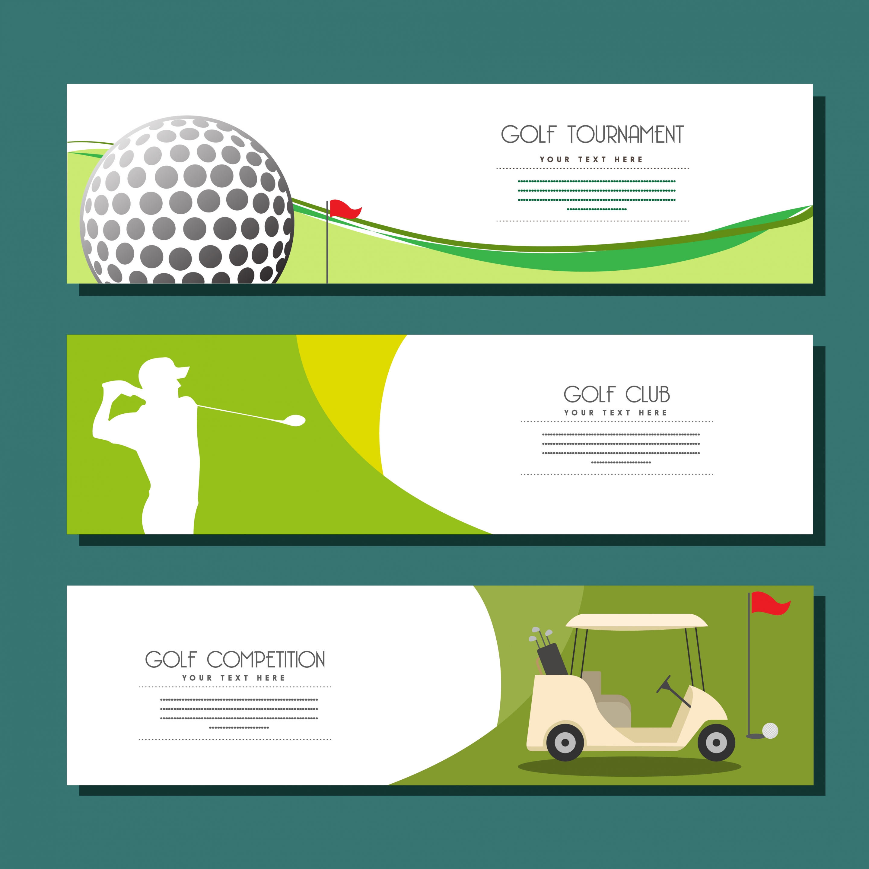 golf advertisement sets horizontal design various symbols decor