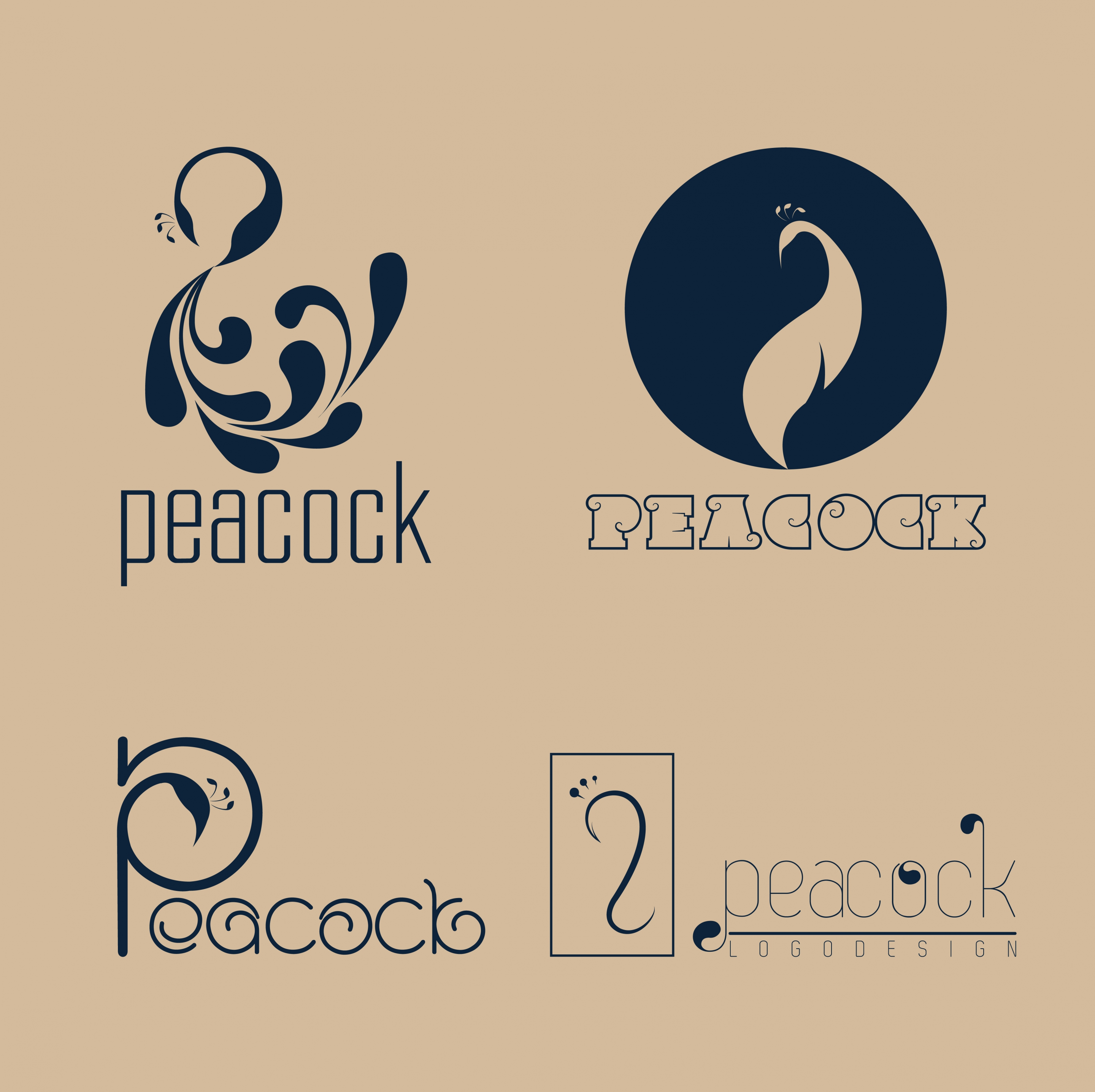 bird logotypes peacock icon curves decoration