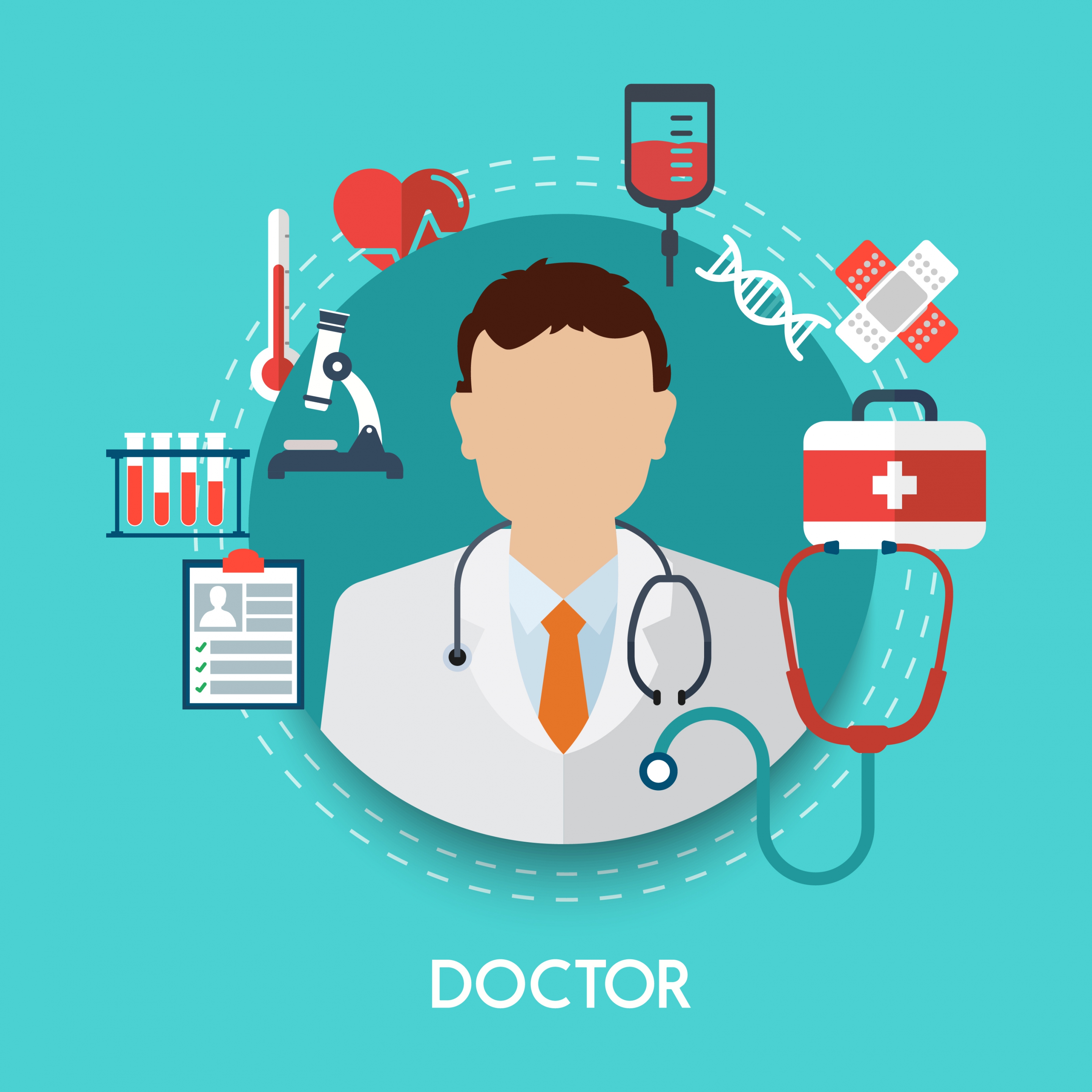 doctor career design elements various colored symbols