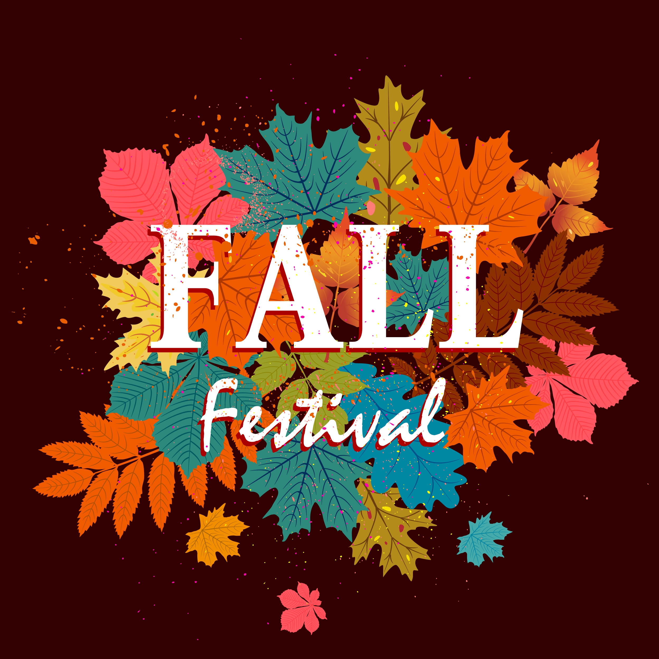 fall festival background colorful leaves ornament dark design