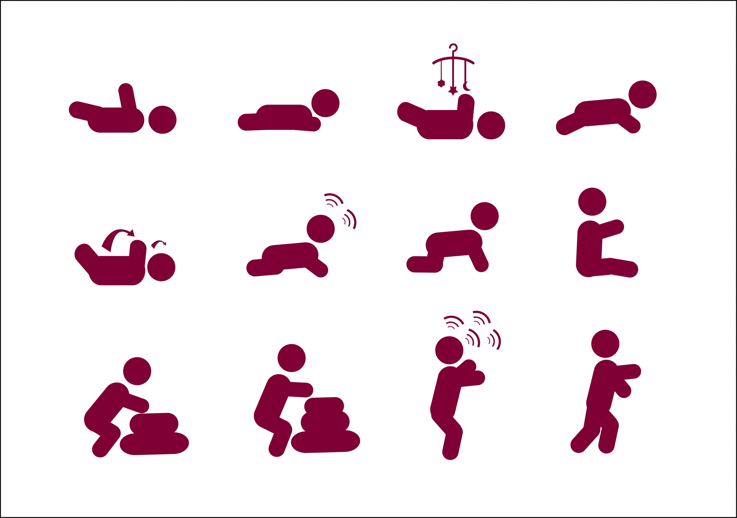 baby icon sets various postures isolation