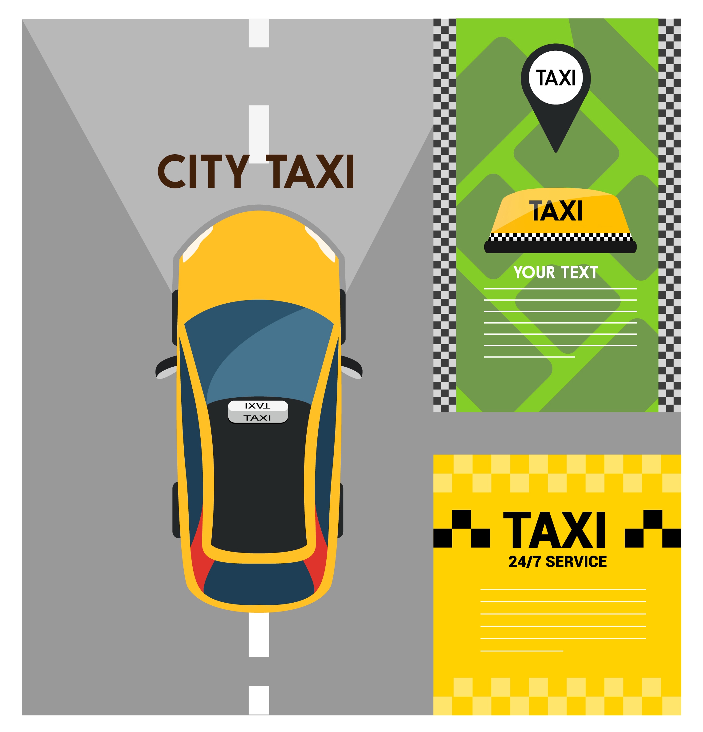 taxi concepts with various color styles illustration