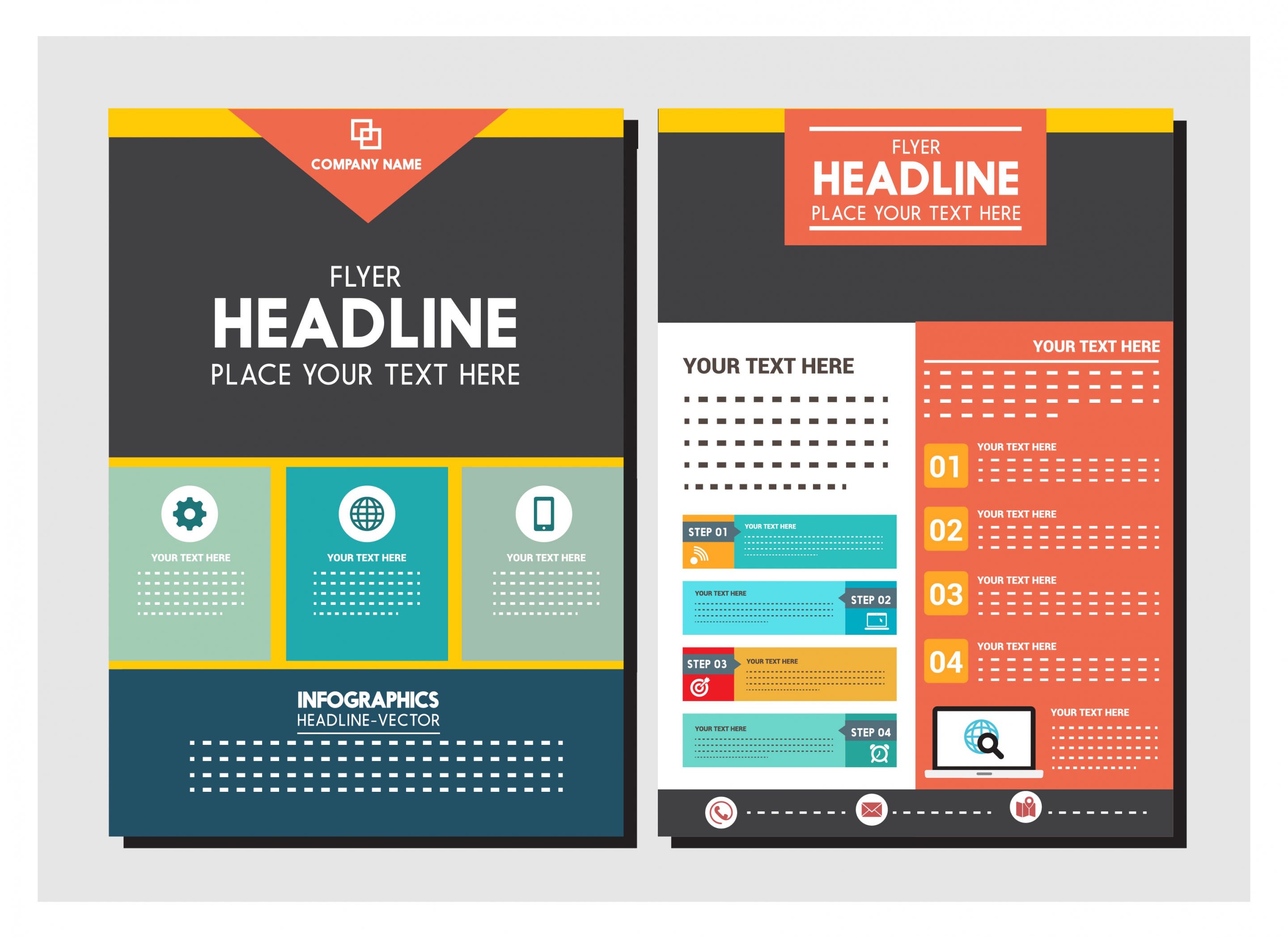 corporate flyer design with colorful infographic style