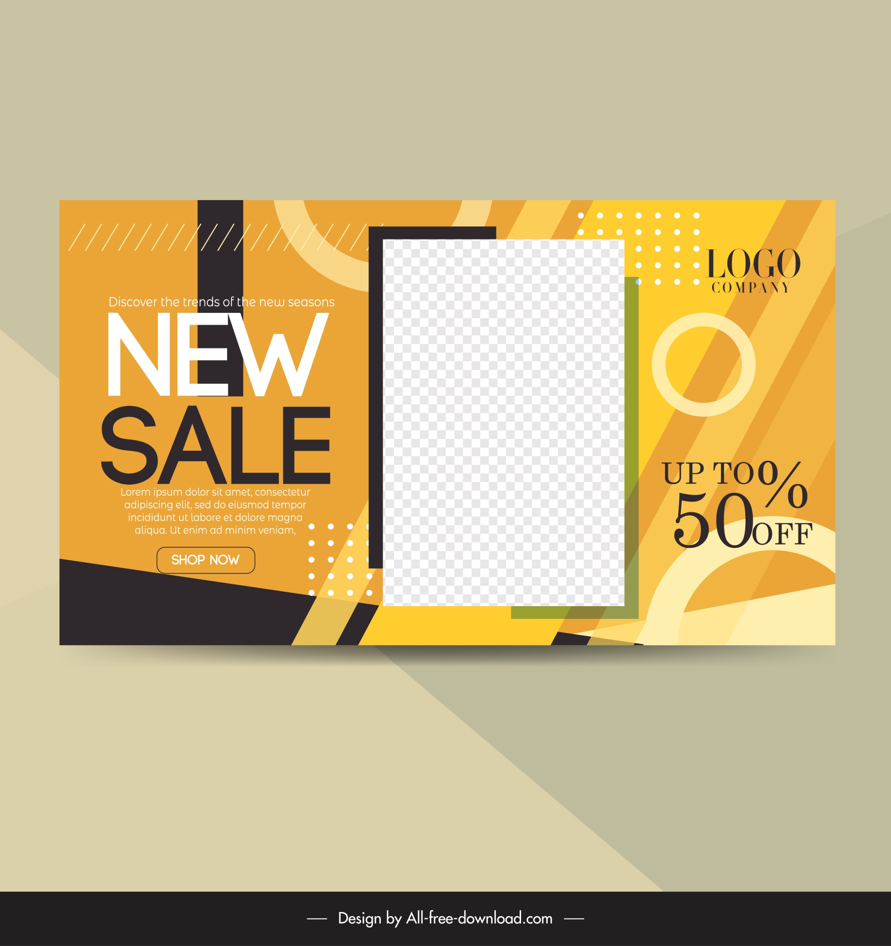 fashion discount banner template elegant geometry